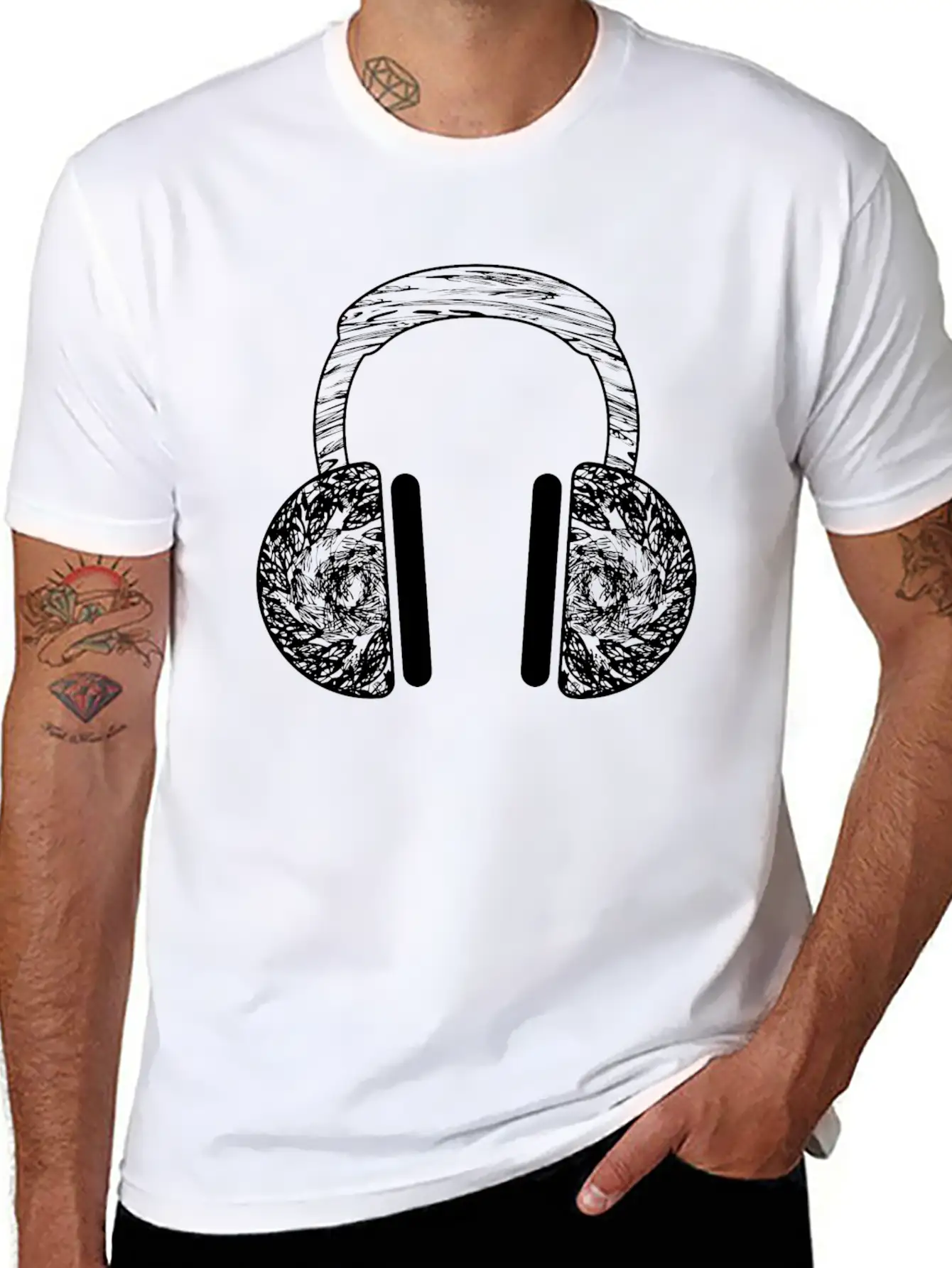 GIFT - HEADPHONE BLACK Basic Graphic T-Shirt – Daily Comfort In Soft Cotton