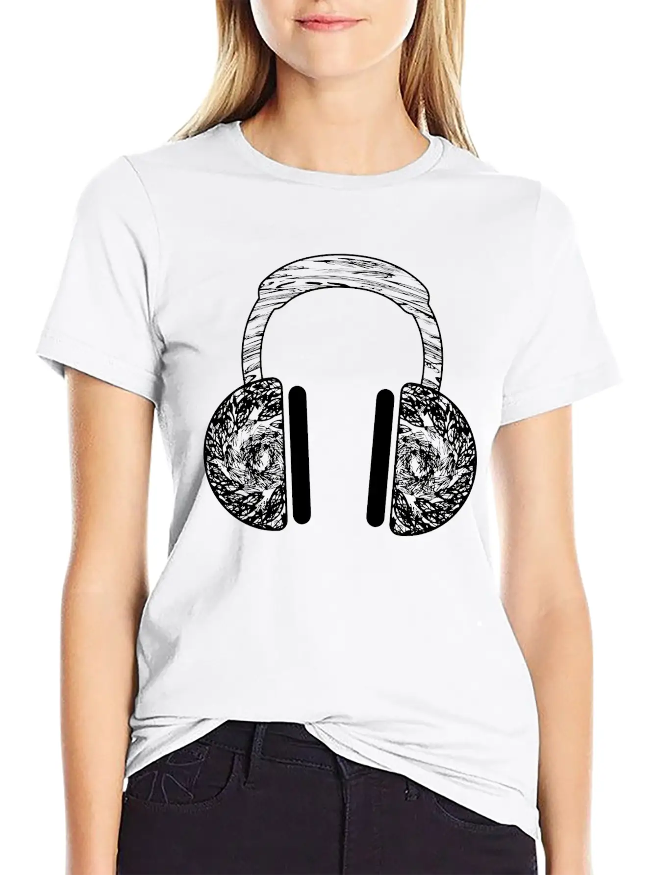 GIFT - HEADPHONE BLACK Basic Graphic T-Shirt – Daily Comfort In Soft Cotton