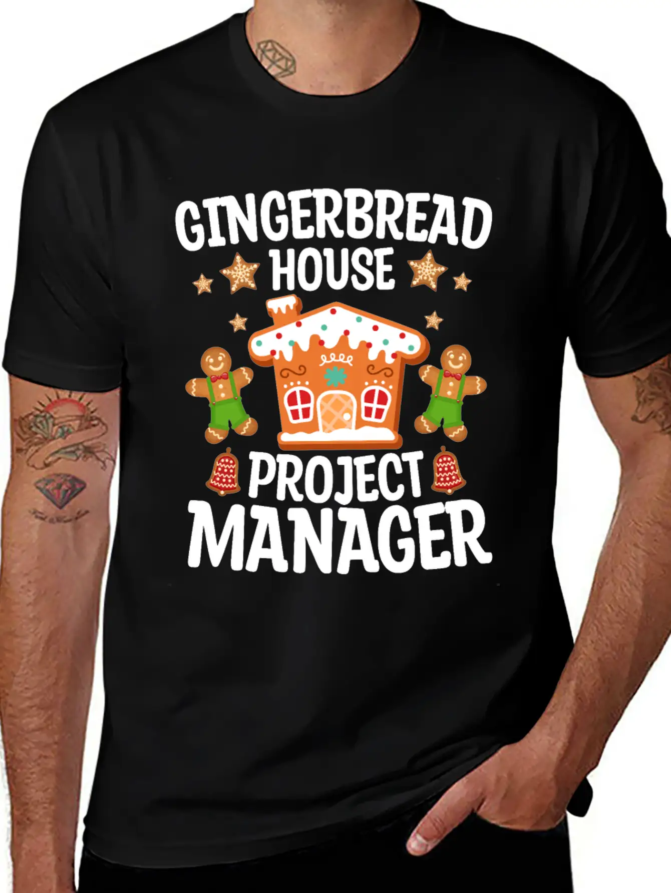 Gingerbread House Project Manager Christmas Stylish Everyday T-Shirt – Unisex Basic Cotton Tee