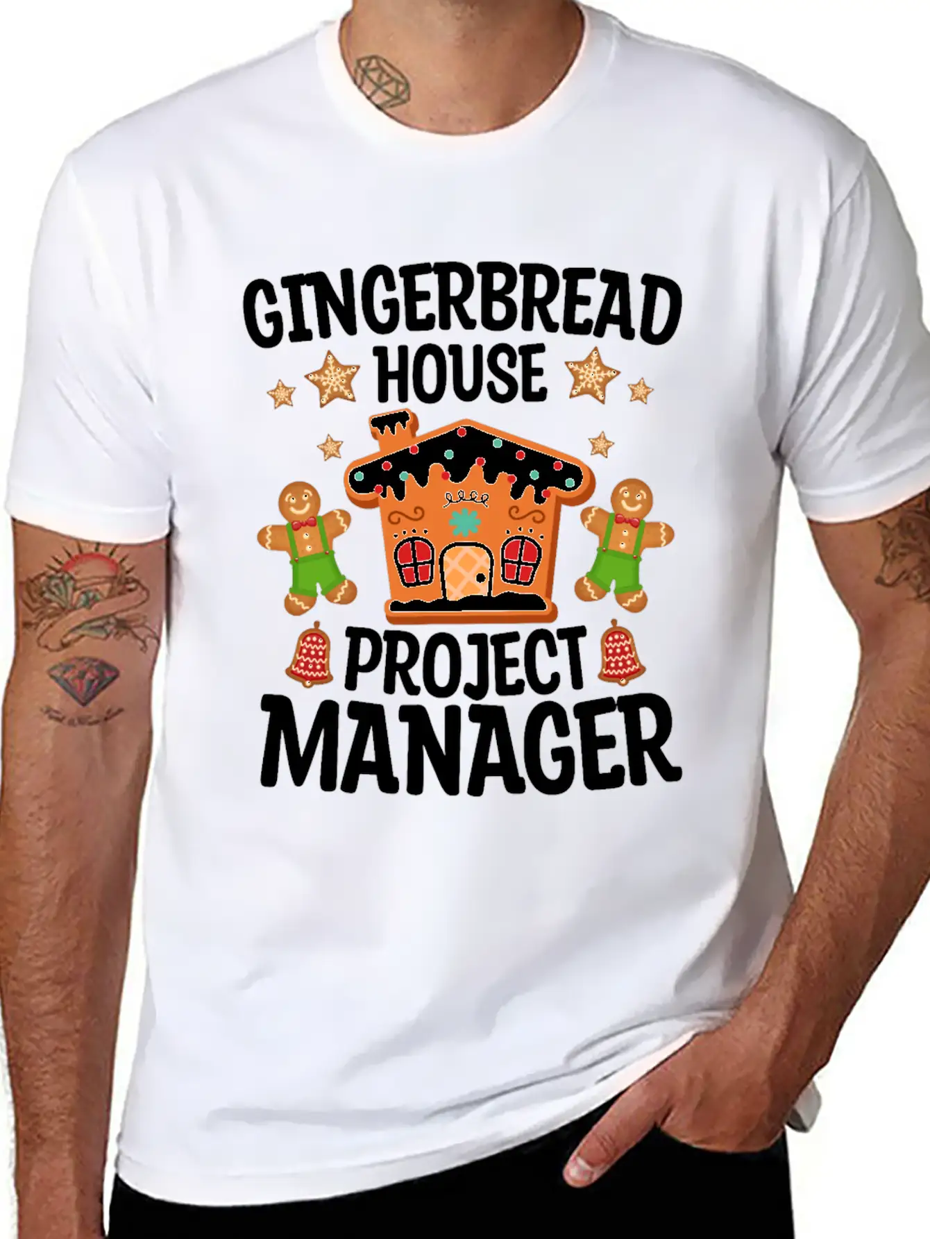 Gingerbread House Project Manager Christmas Stylish Everyday T-Shirt – Unisex Basic Cotton Tee