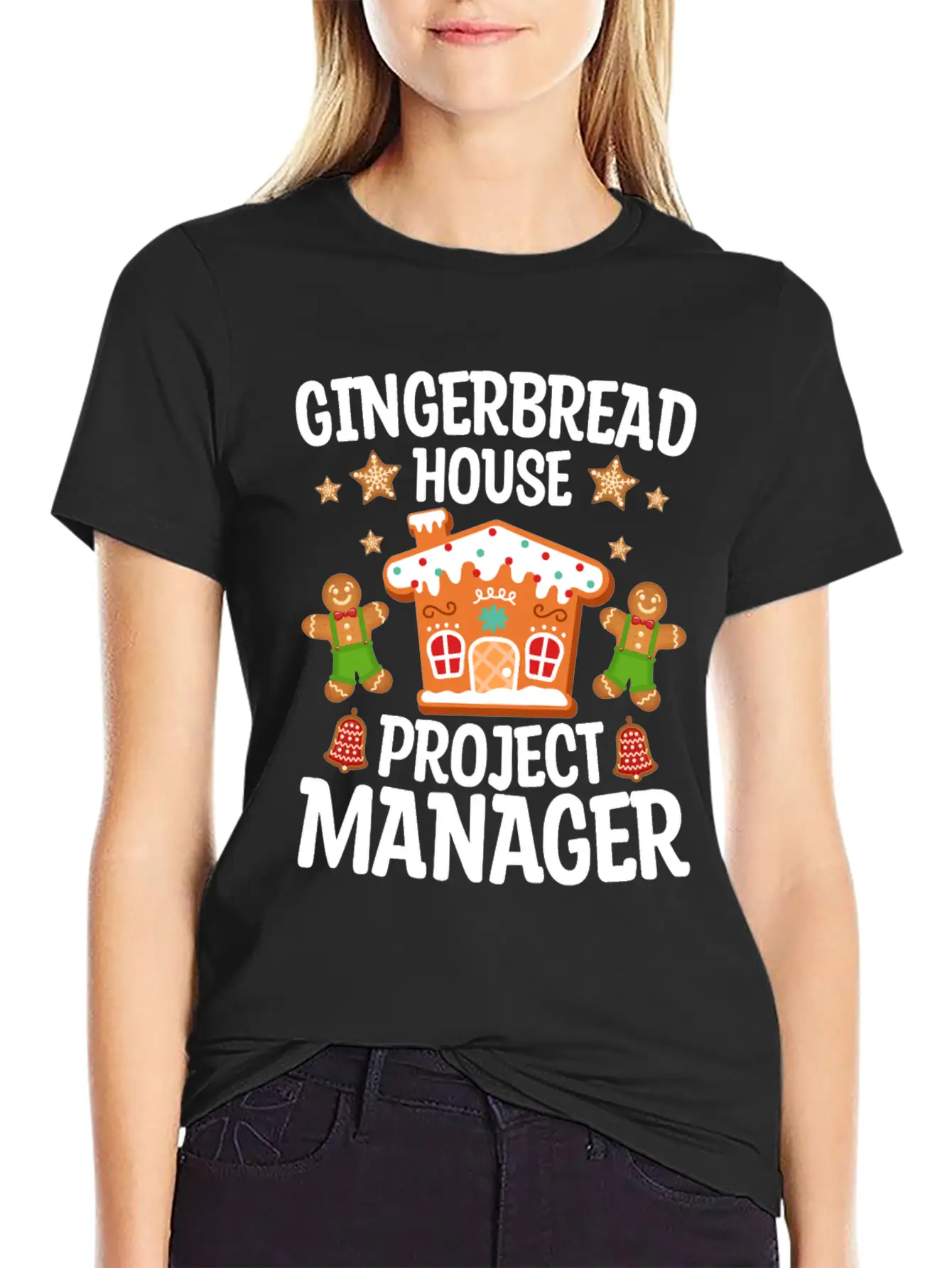 Gingerbread House Project Manager Christmas Stylish Everyday T-Shirt – Unisex Basic Cotton Tee