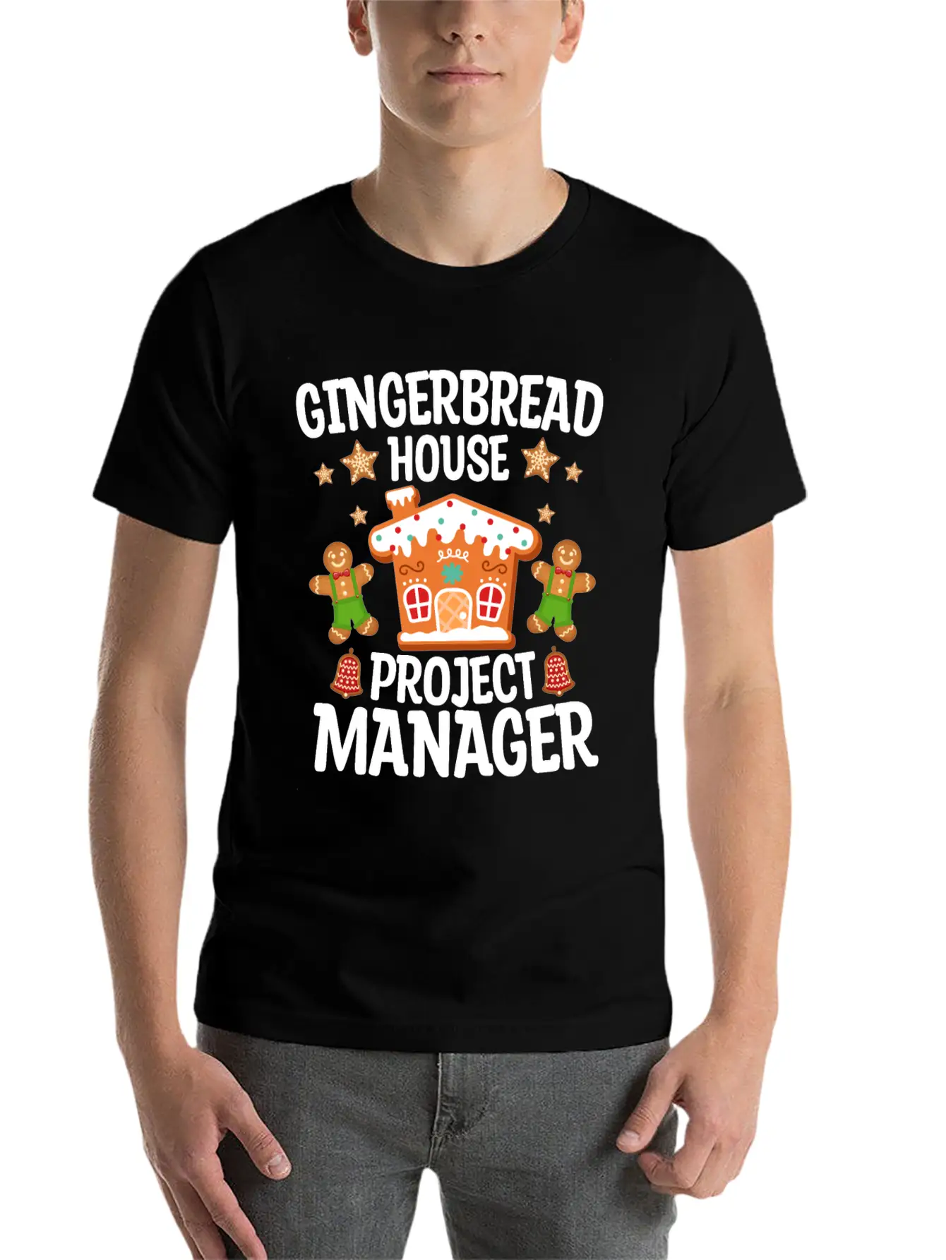 Gingerbread House Project Manager Christmas Stylish Everyday T-Shirt – Unisex Basic Cotton Tee