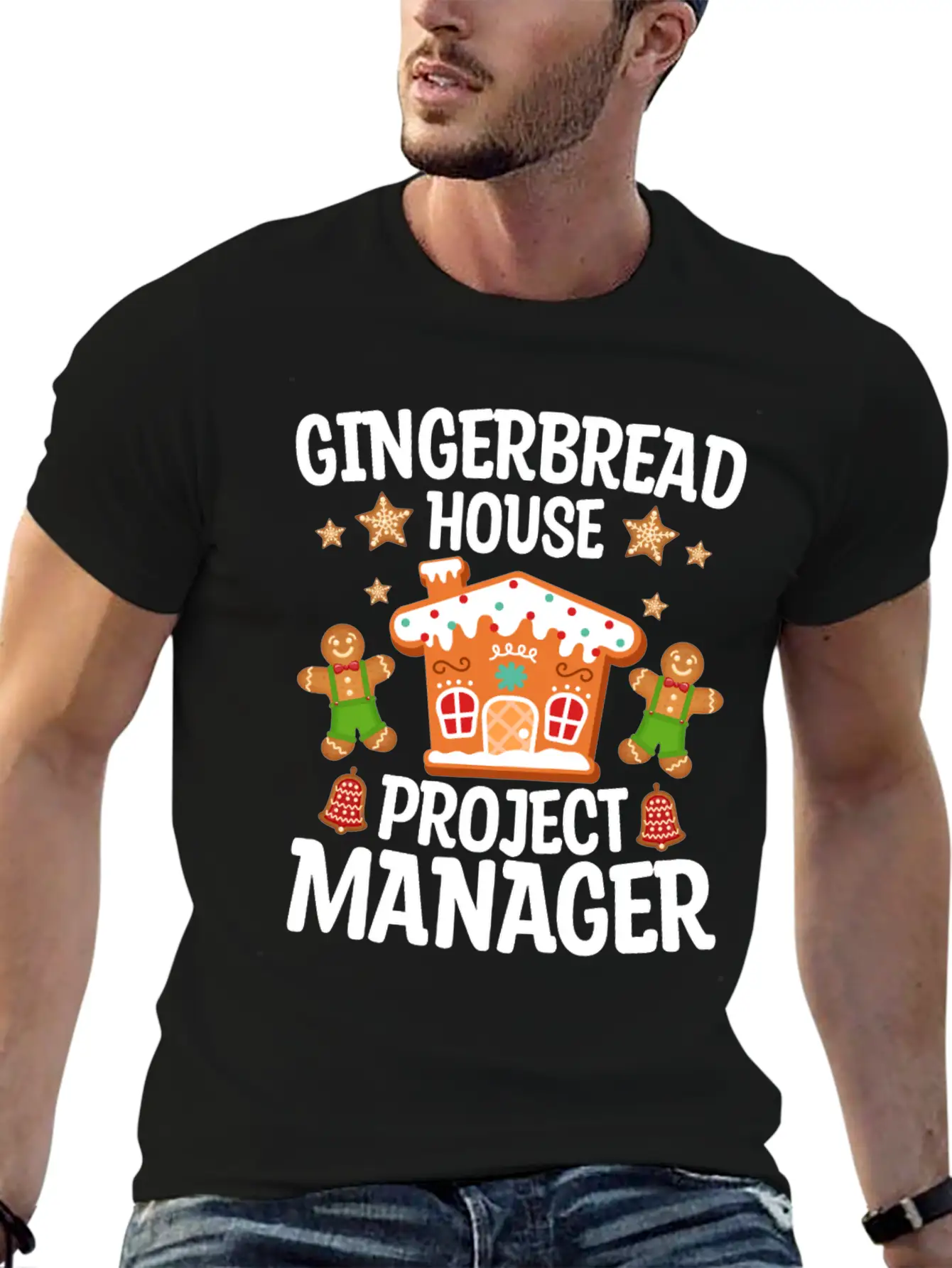 Gingerbread House Project Manager Christmas Stylish Everyday T-Shirt – Unisex Basic Cotton Tee