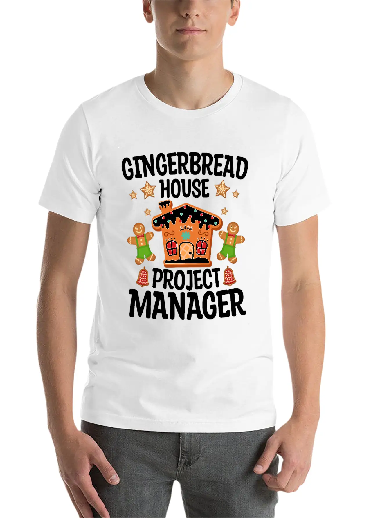 Gingerbread House Project Manager Christmas Stylish Everyday T-Shirt – Unisex Basic Cotton Tee