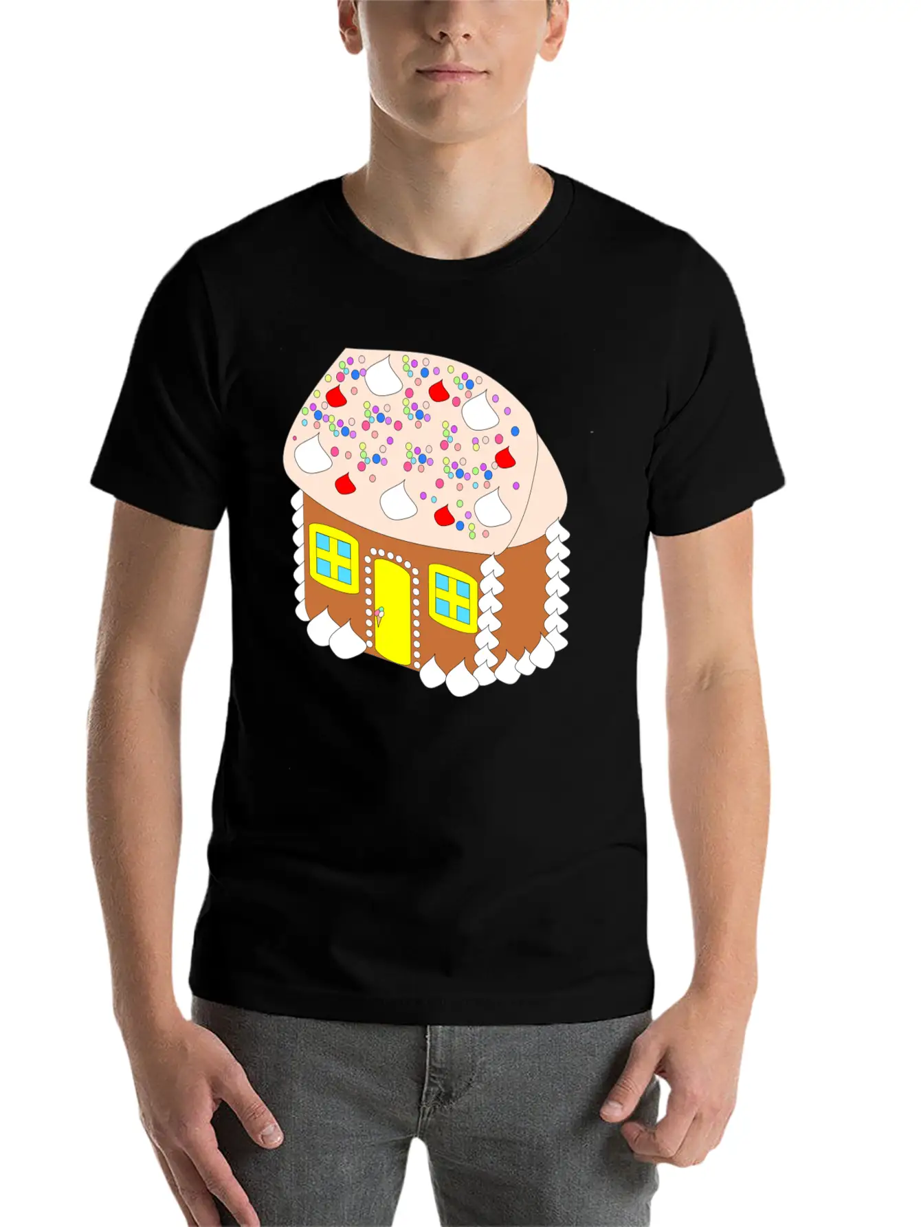 Gingerbread House Timeless Short Sleeve Tee – Comfy And Minimalist Design