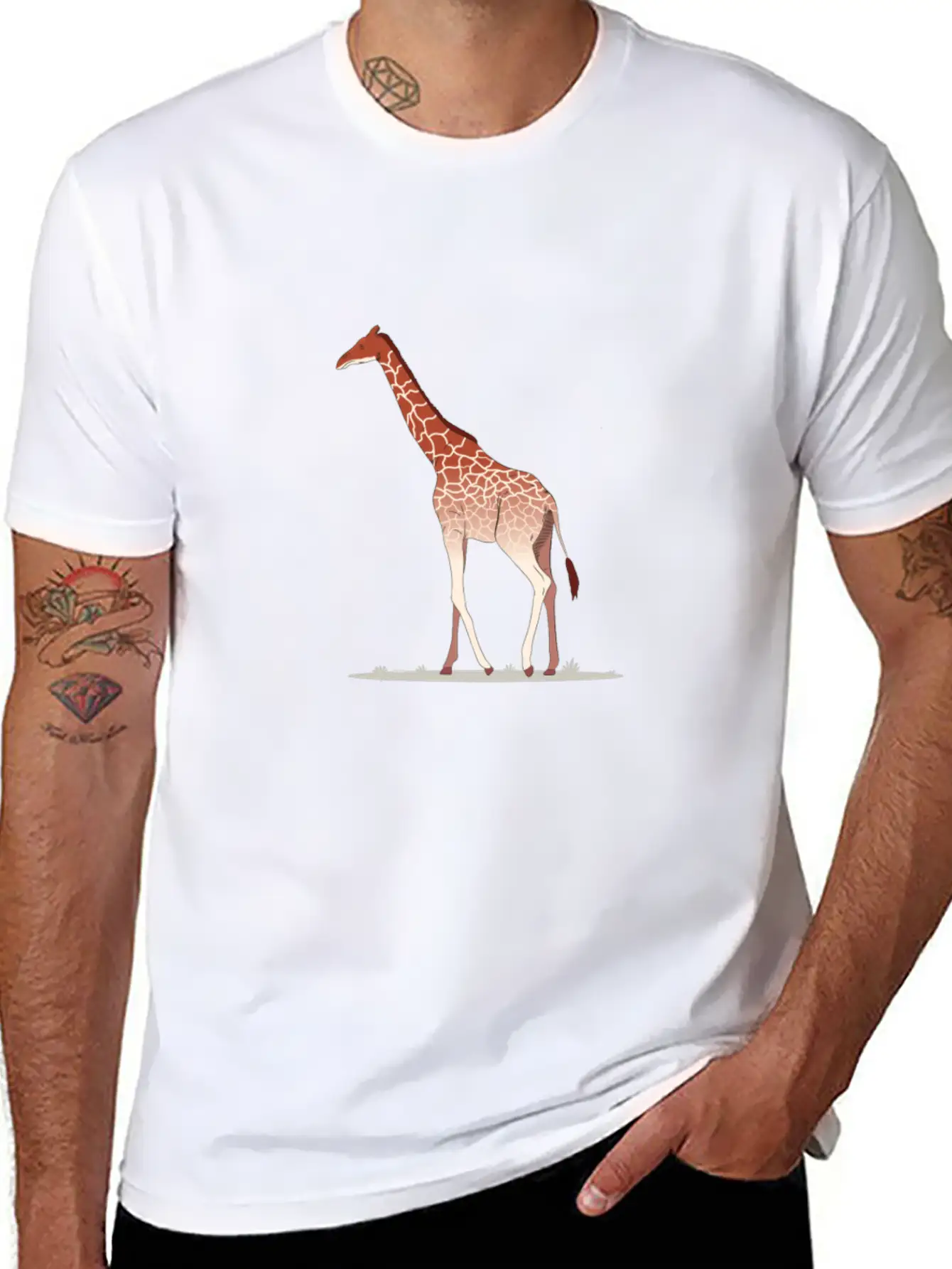 Giraffe African Wildlife Giraffe Walking Comfortable Minimalist Graphic Tee – Summer Style Essential