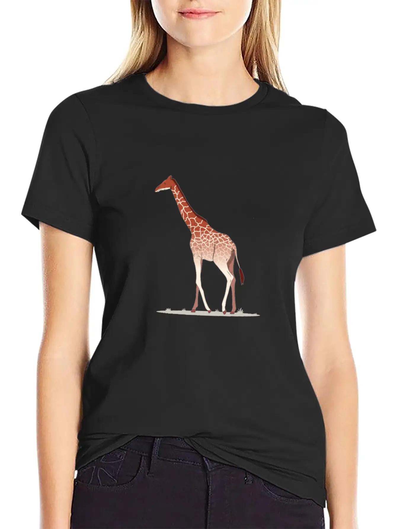 Giraffe African Wildlife Giraffe Walking Comfortable Minimalist Graphic Tee – Summer Style Essential