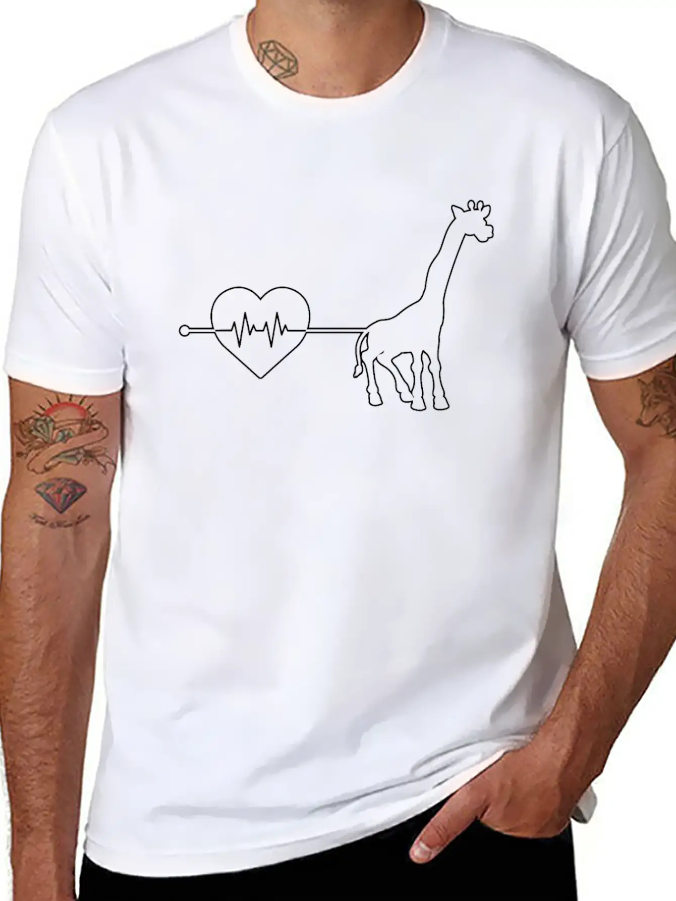 Giraffe Heartbeat Unisex Casual T-Shirt – Clean Design For Daily Comfort