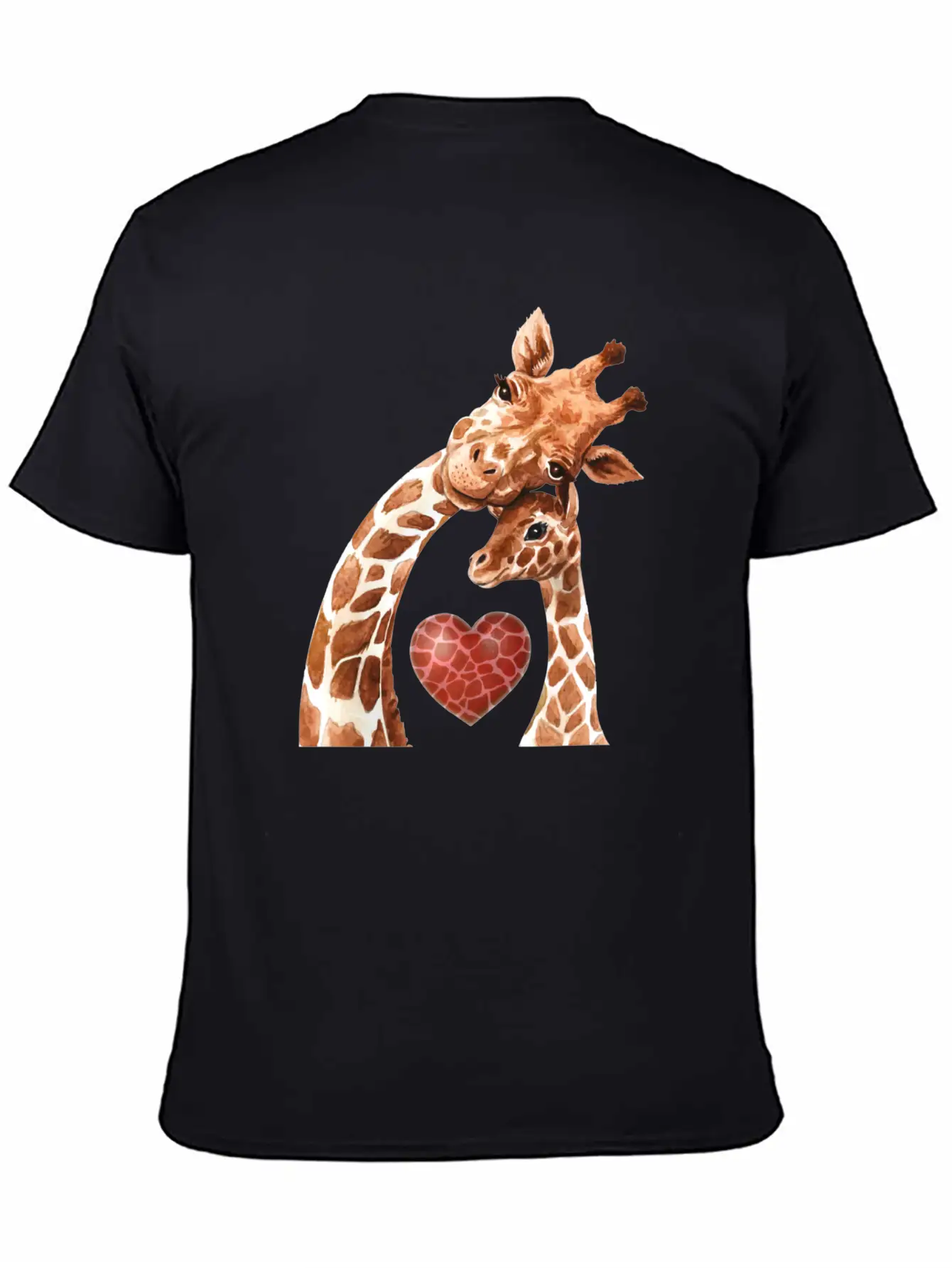 Giraffe Mom Heart Baby Giraffes Lover Unisex Short Sleeve Soft Cotton T-Shirt – Casual Everyday Wear