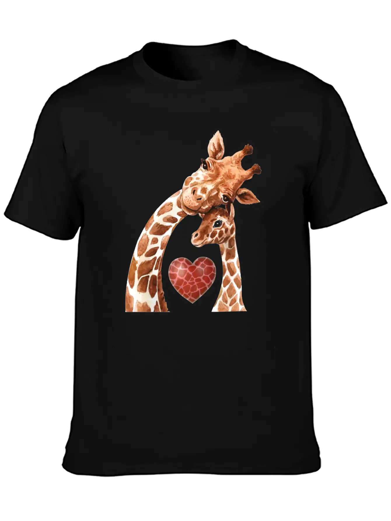 Giraffe Mom Heart Baby Giraffes Lover Unisex Short Sleeve Soft Cotton T-Shirt – Casual Everyday Wear