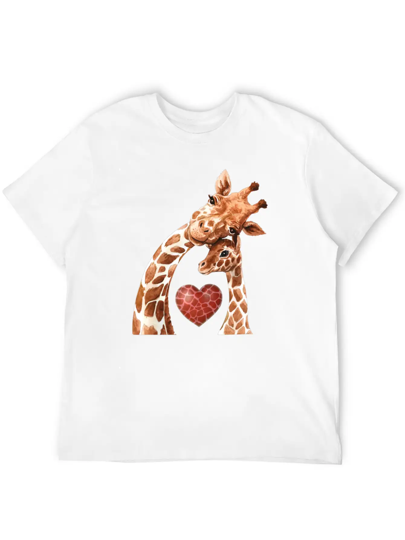 Giraffe Mom Heart Baby Giraffes Lover Unisex Short Sleeve Soft Cotton T-Shirt – Casual Everyday Wear