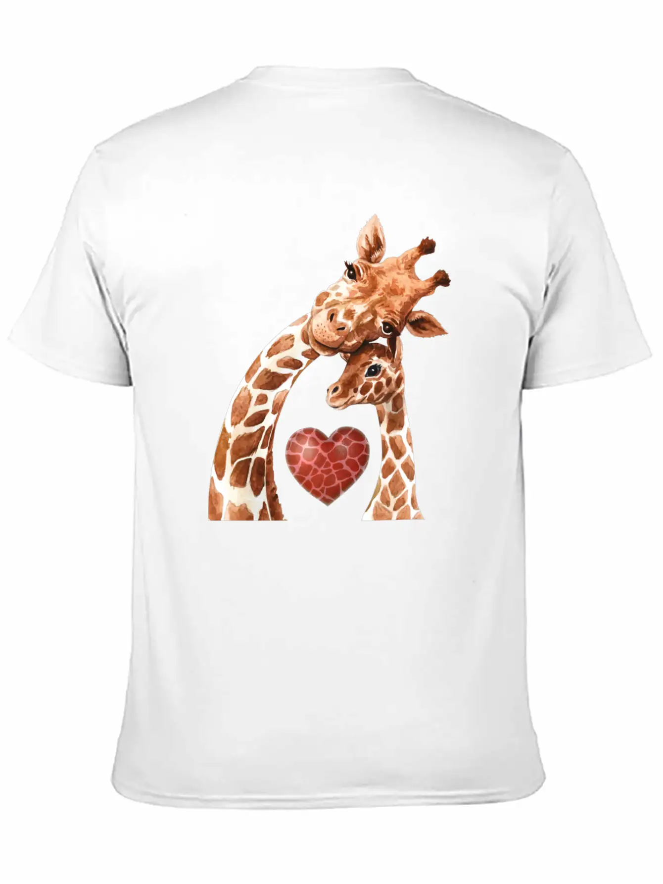 Giraffe Mom Heart Baby Giraffes Lover Unisex Short Sleeve Soft Cotton T-Shirt – Casual Everyday Wear