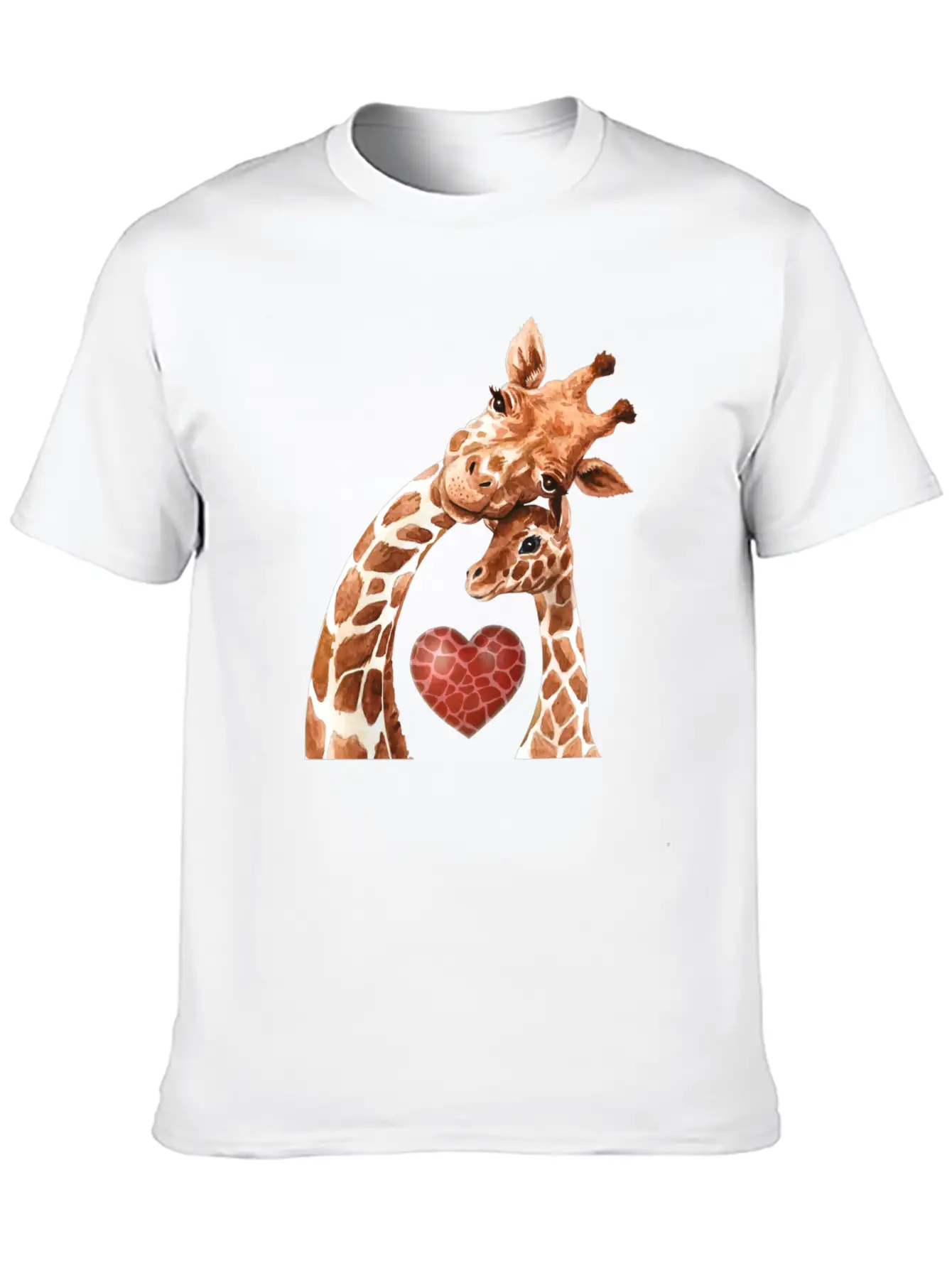 Giraffe Mom Heart Baby Giraffes Lover Unisex Short Sleeve Soft Cotton T-Shirt – Casual Everyday Wear
