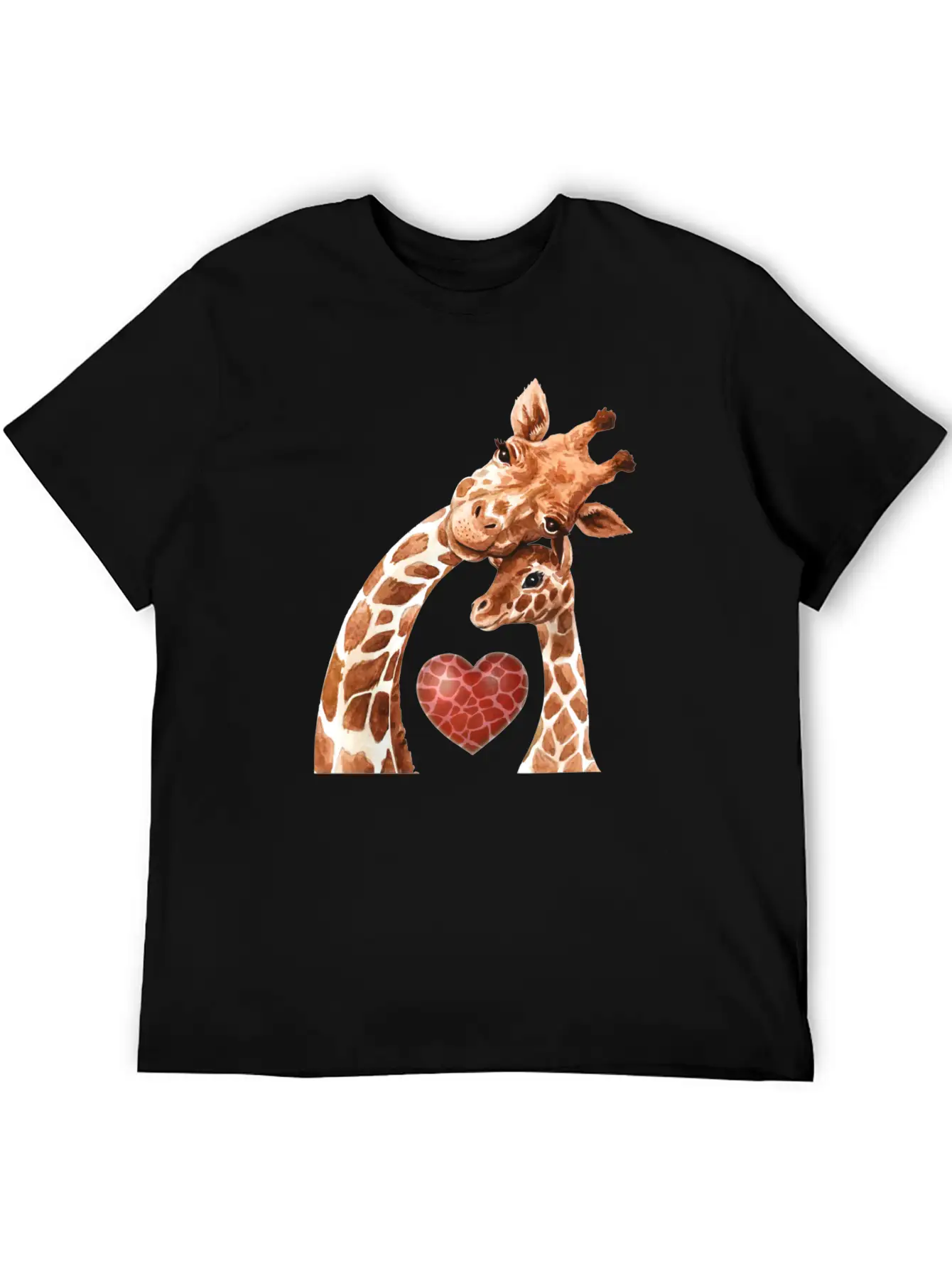 Giraffe Mom Heart Baby Giraffes Lover Unisex Short Sleeve Soft Cotton T-Shirt – Casual Everyday Wear
