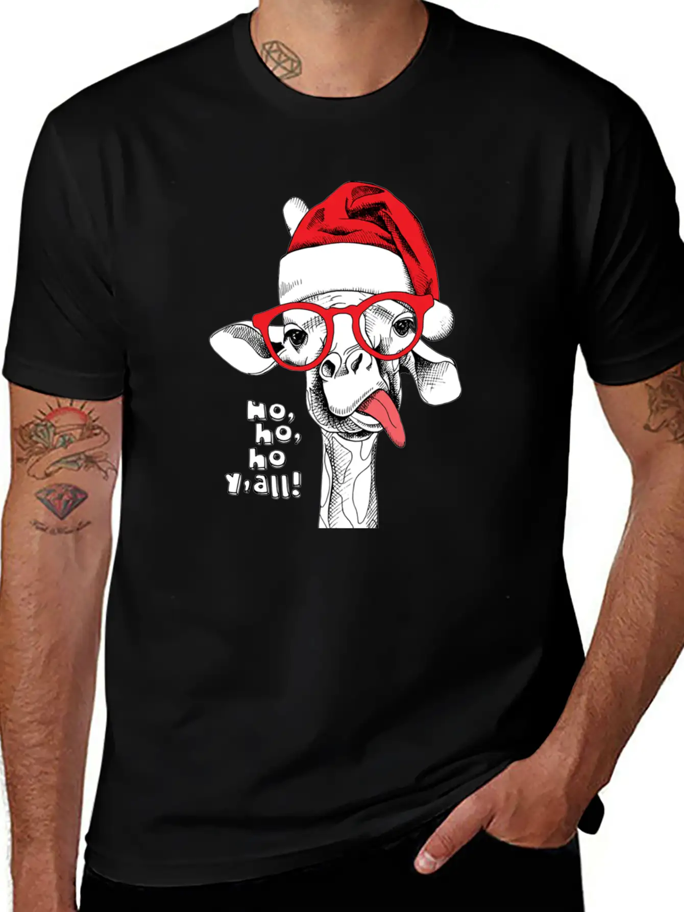 Giraffe Santa Essential Unisex Summer Tee – Soft Cotton Casual Fit