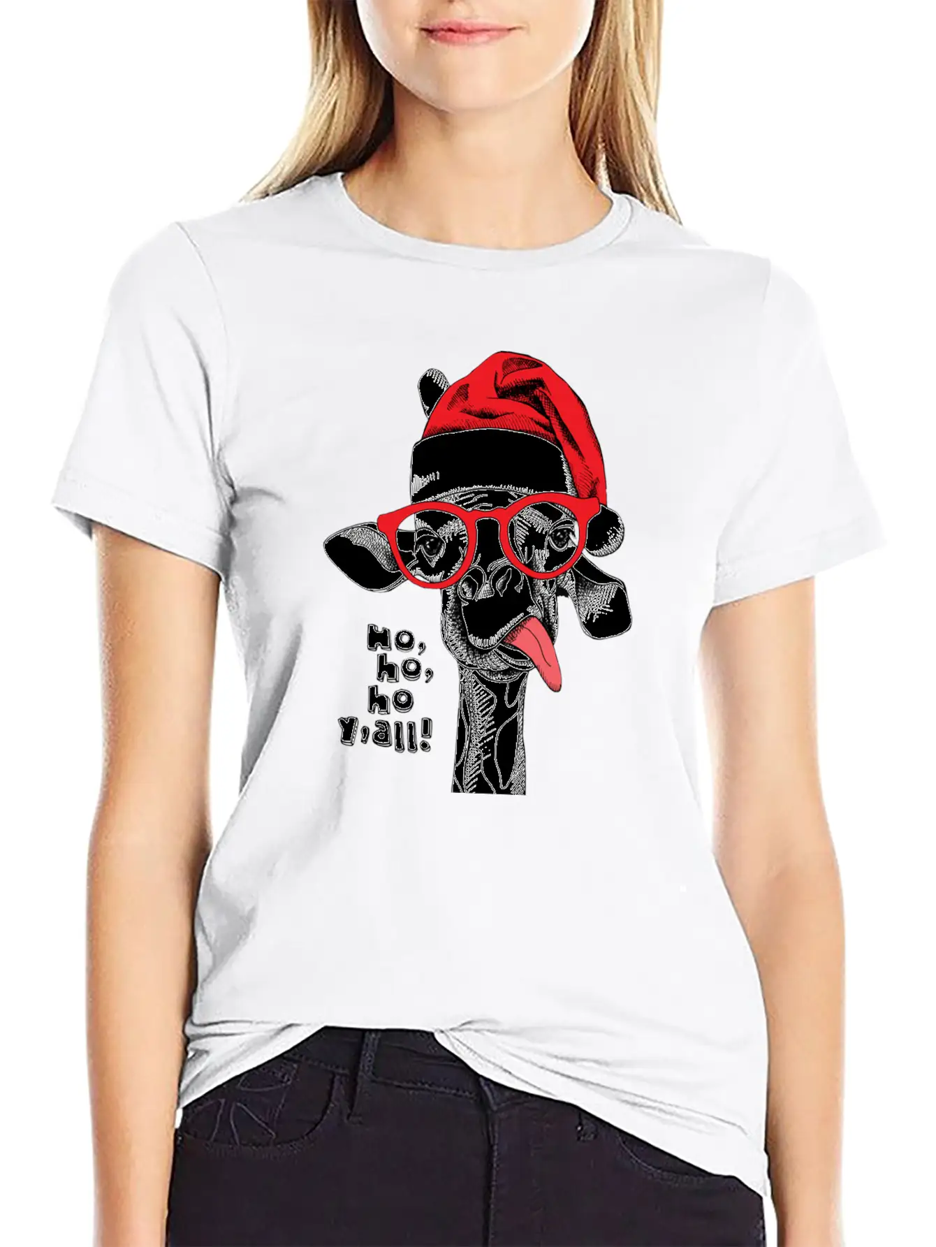 Giraffe Santa Essential Unisex Summer Tee – Soft Cotton Casual Fit