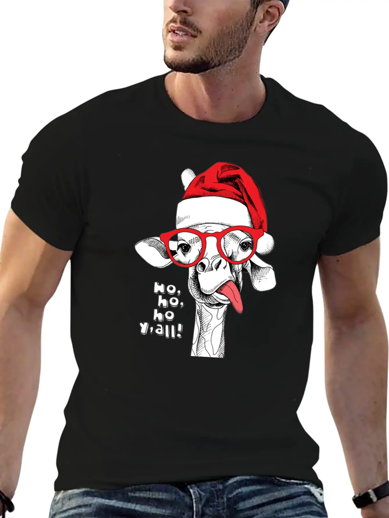 Giraffe Santa Essential Unisex Summer Tee – Soft Cotton Casual Fit