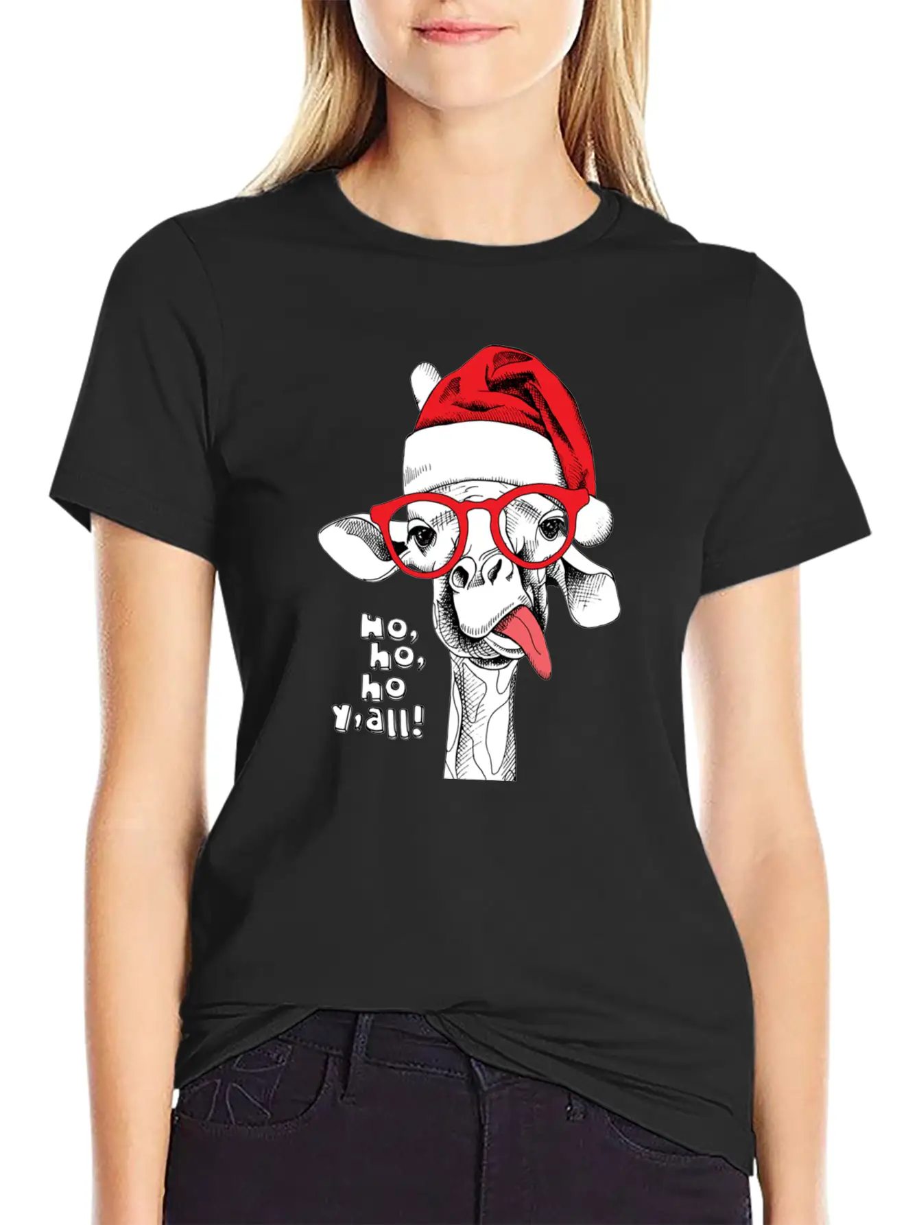 Giraffe Santa Essential Unisex Summer Tee – Soft Cotton Casual Fit