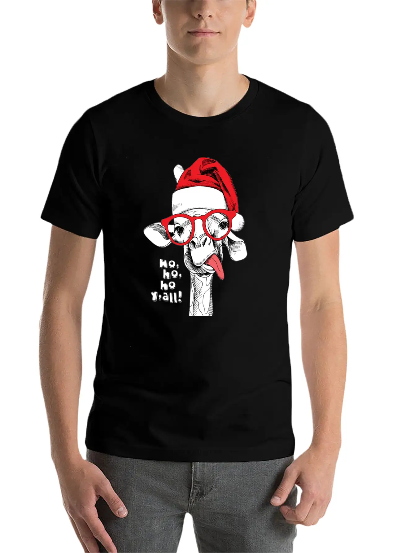 Giraffe Santa Essential Unisex Summer Tee – Soft Cotton Casual Fit