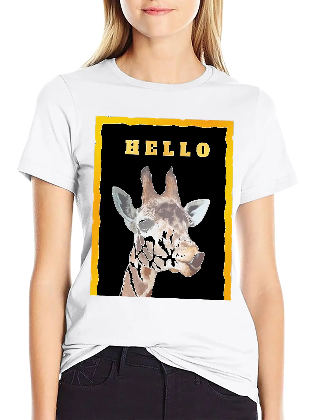 Giraffe Unisex Short Sleeve Soft Cotton T-Shirt – Casual Everyday Wear