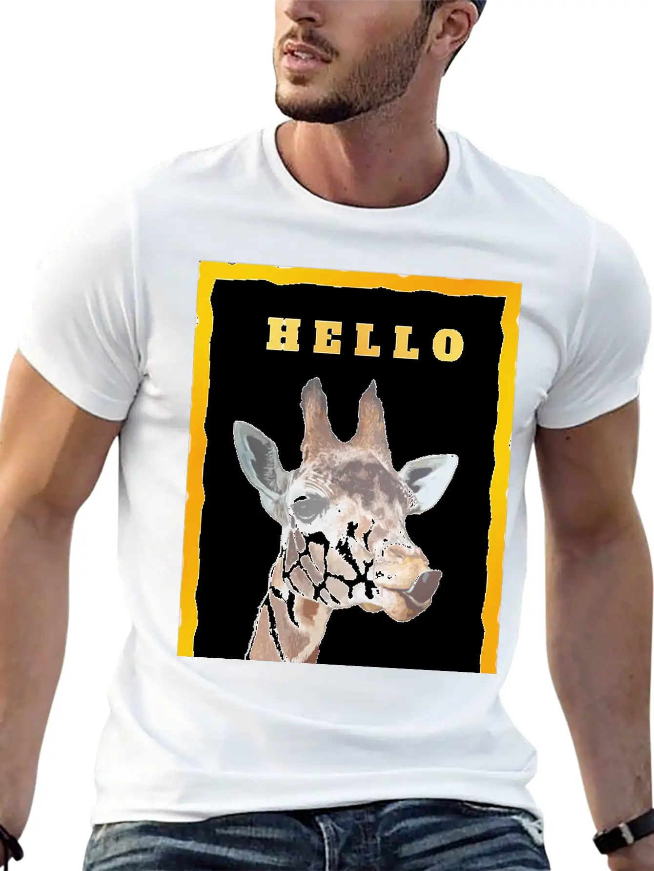 Giraffe Unisex Short Sleeve Soft Cotton T-Shirt – Casual Everyday Wear