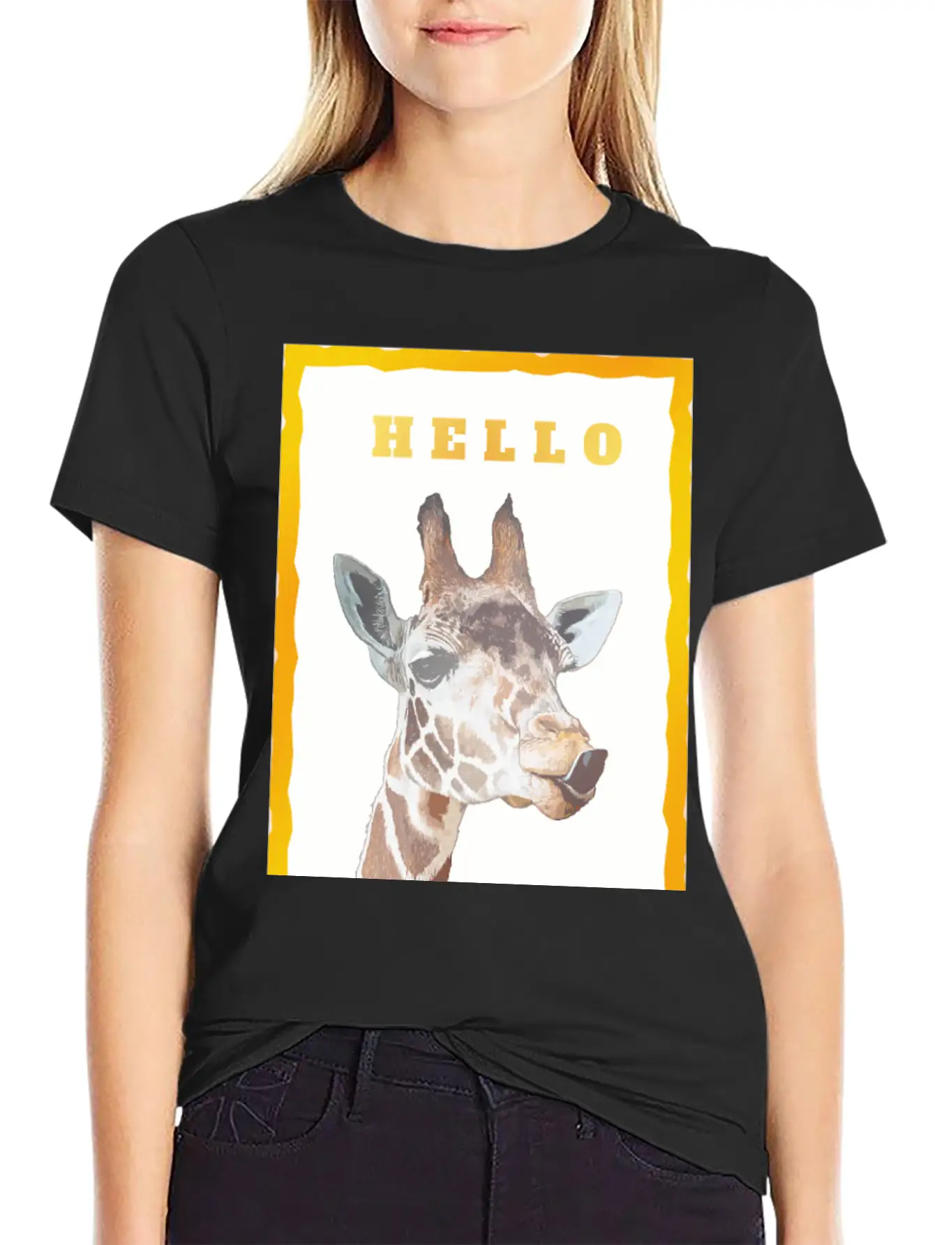 Giraffe Unisex Short Sleeve Soft Cotton T-Shirt – Casual Everyday Wear