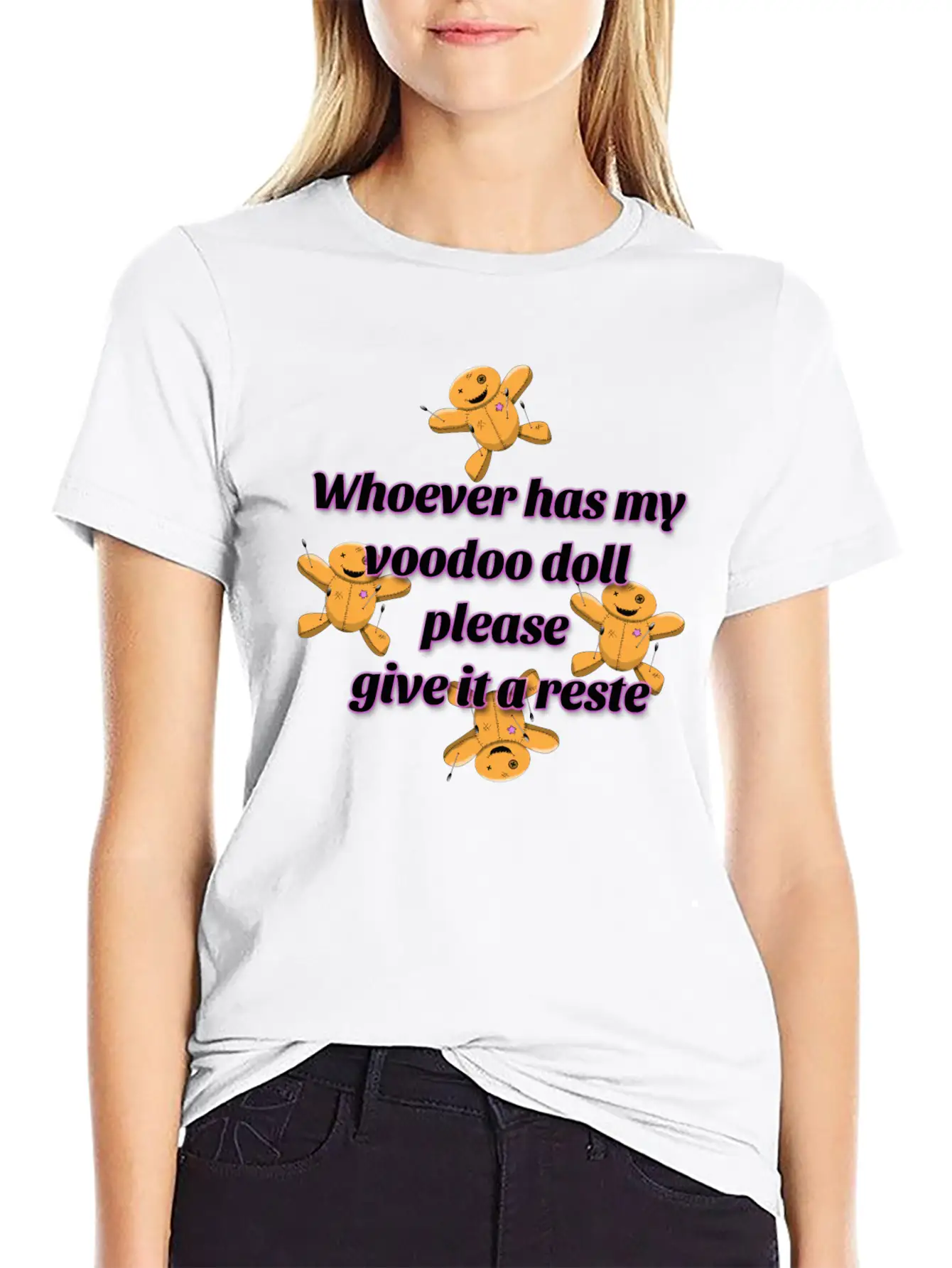 Give A Reste To My Voodoo Doll Comfortable Minimalist Graphic Tee – Summer Style Essential