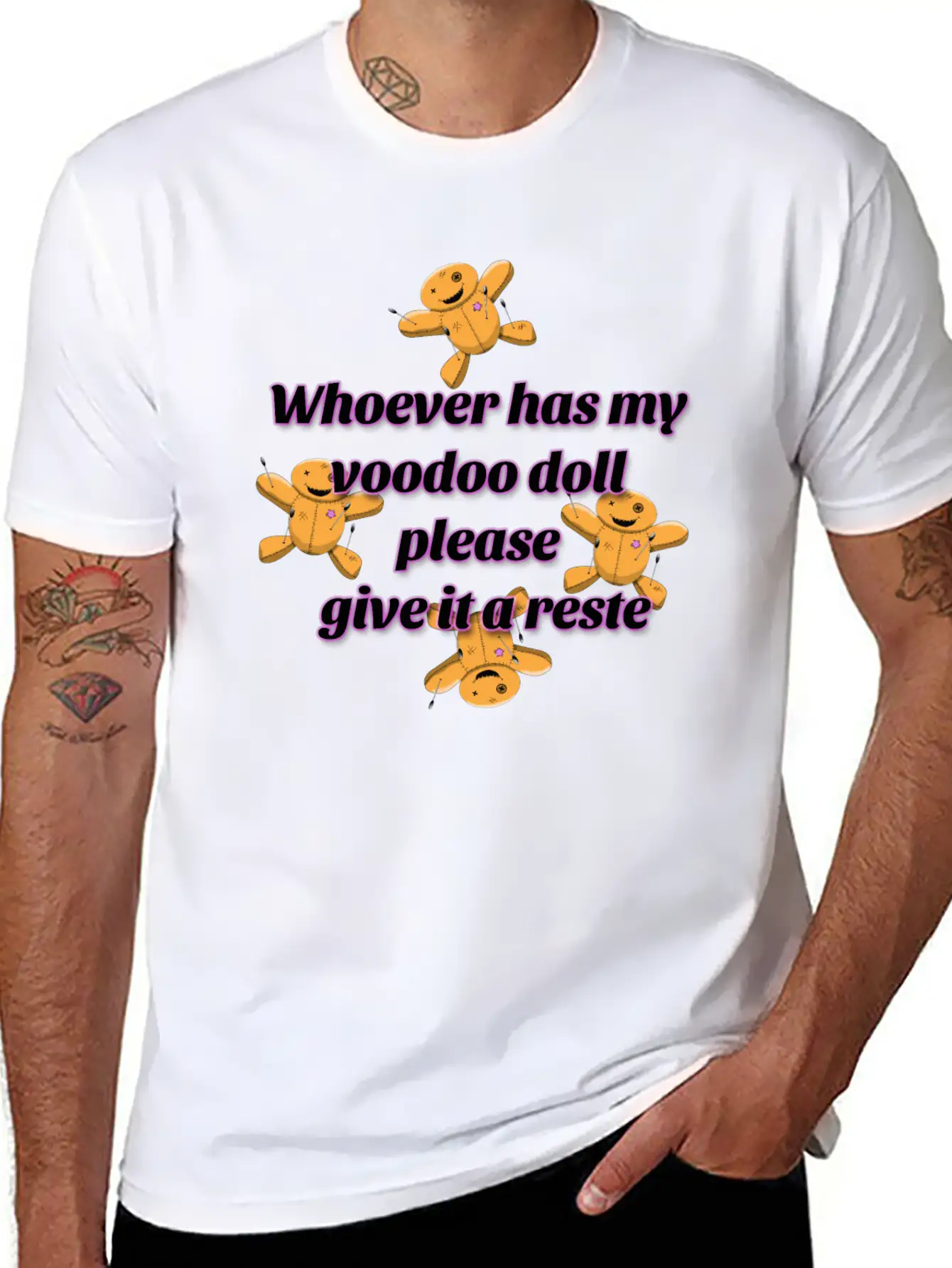 Give A Reste To My Voodoo Doll Comfortable Minimalist Graphic Tee – Summer Style Essential