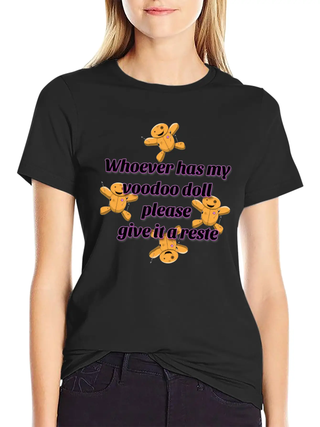 Give A Reste To My Voodoo Doll Comfortable Minimalist Graphic Tee – Summer Style Essential
