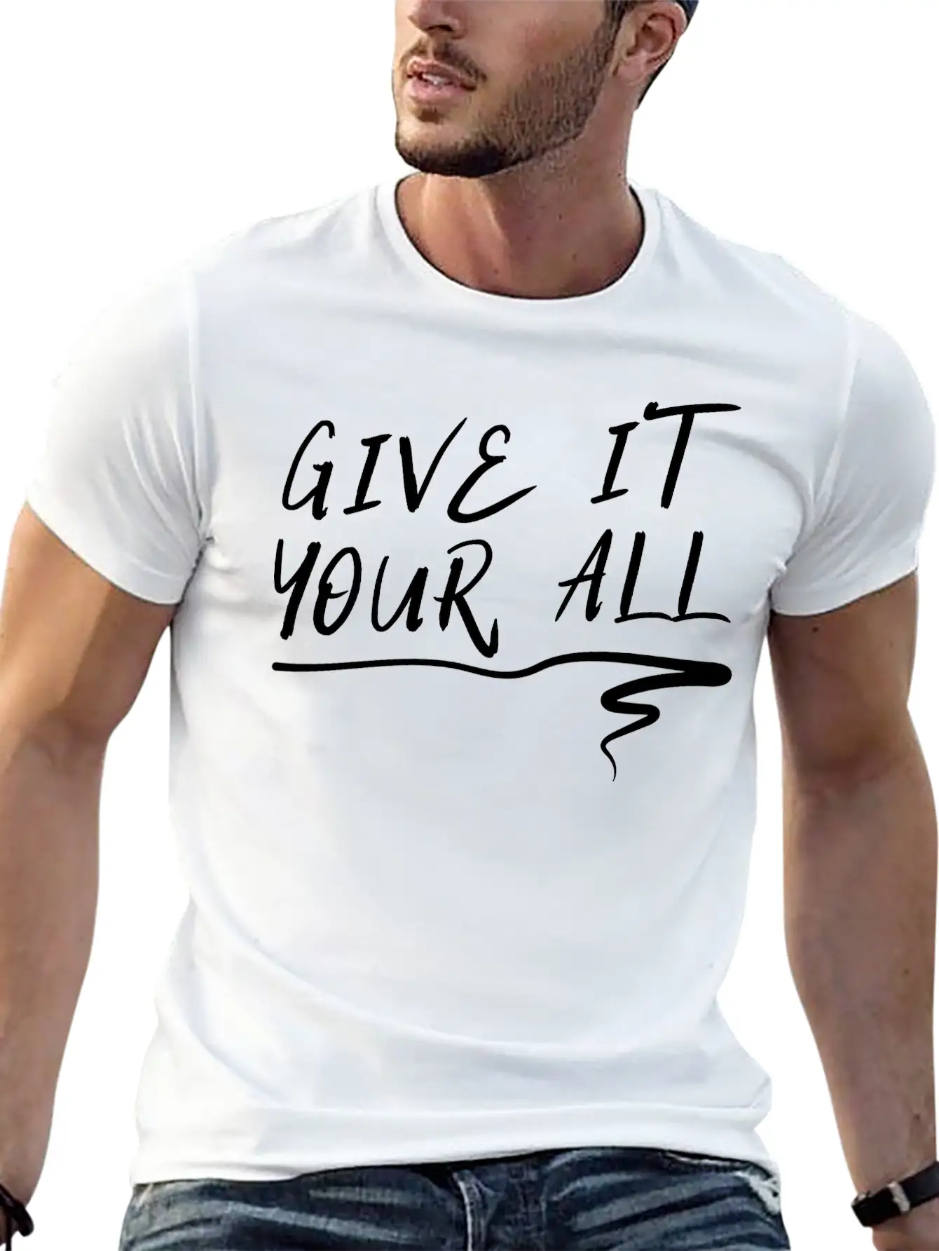 Give It Your All Comfortable Minimalist Graphic Tee – Summer Style Essential