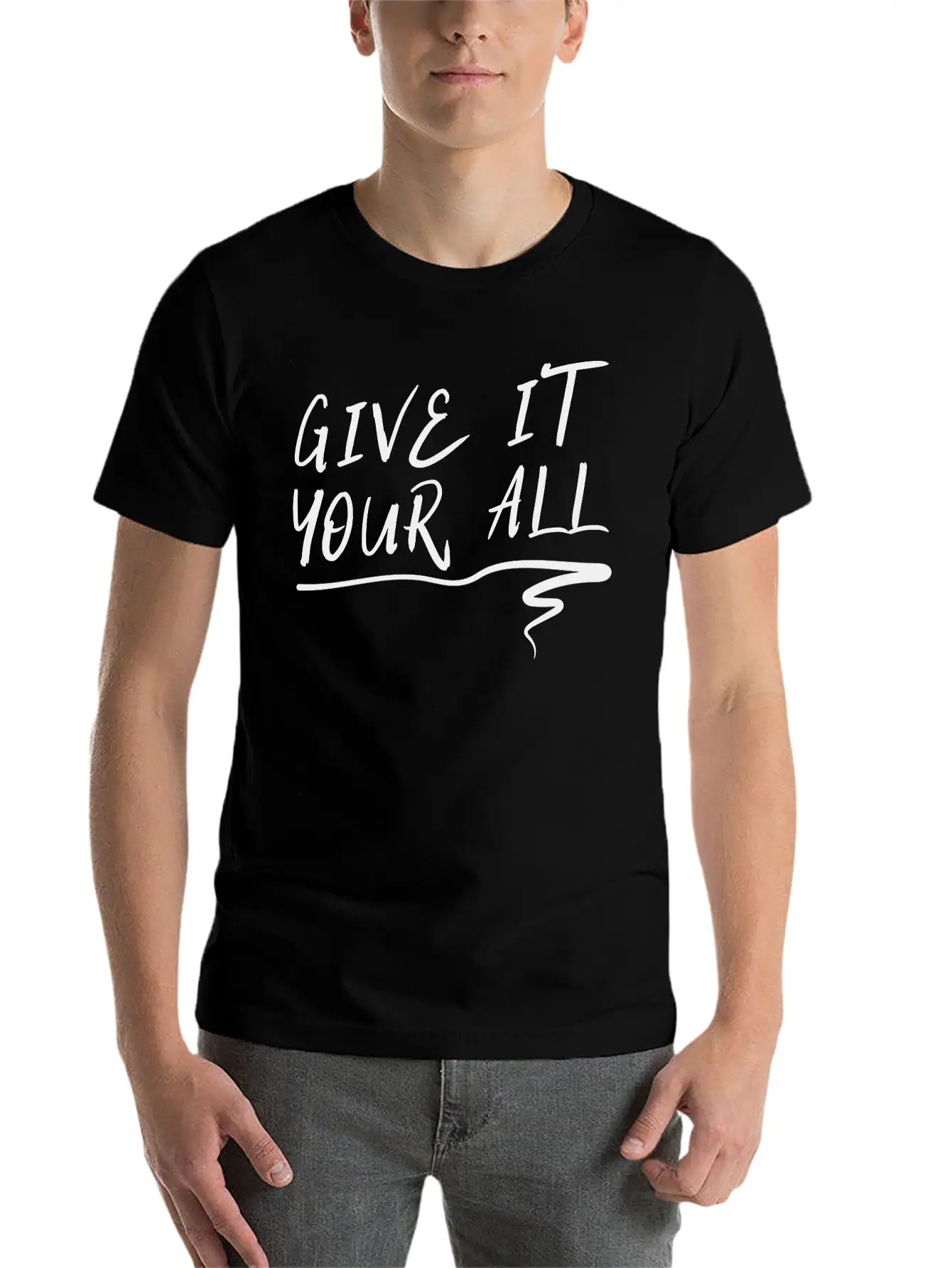 Give It Your All Comfortable Minimalist Graphic Tee – Summer Style Essential