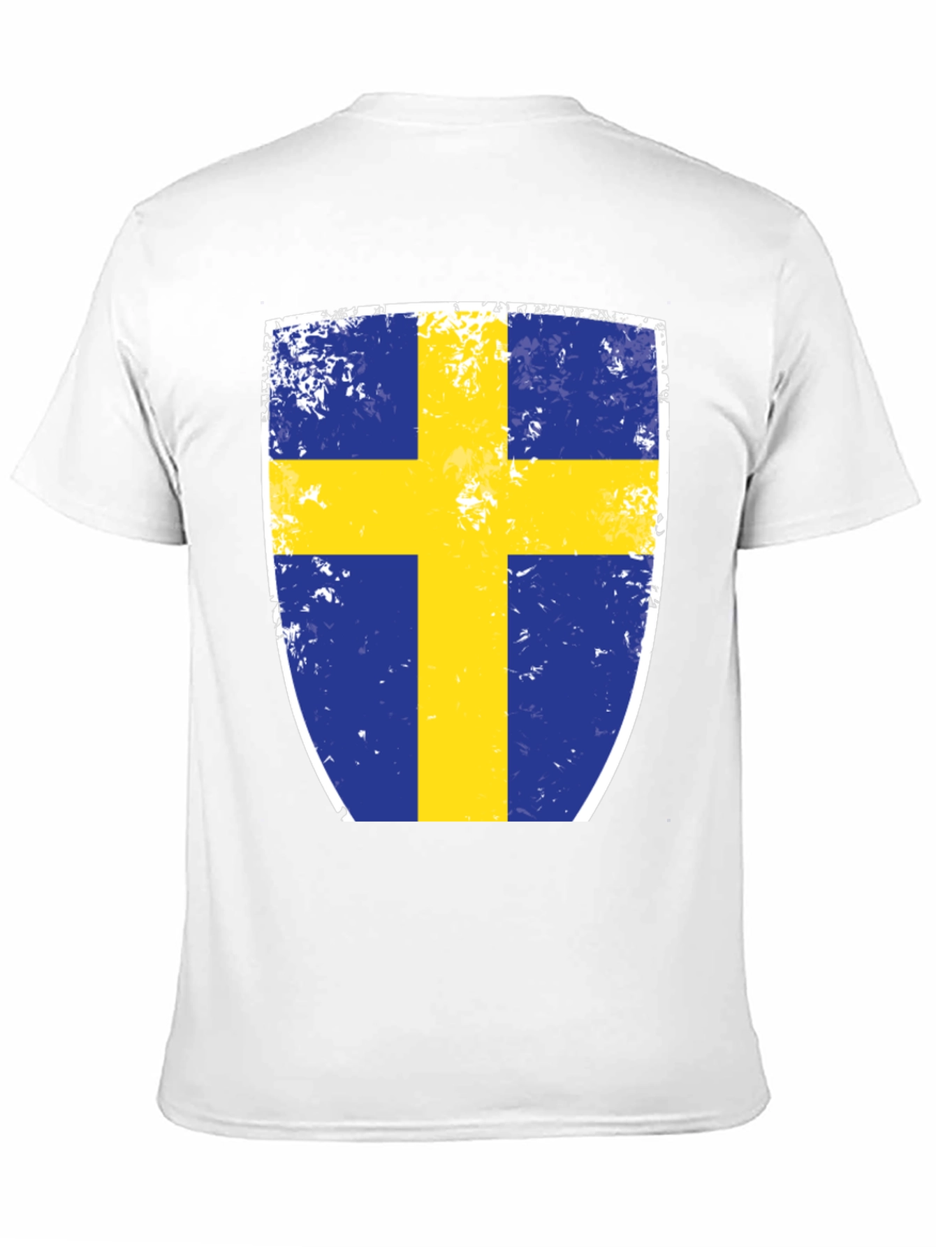Sweden Flag Shield Graphic Tee - Distressed Look