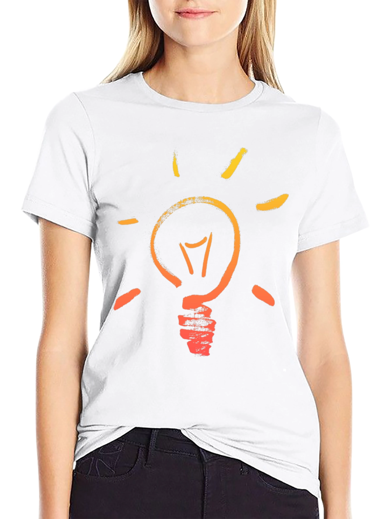 Idea Lightbulb Graphic Tee - Black Cotton T-Shirt