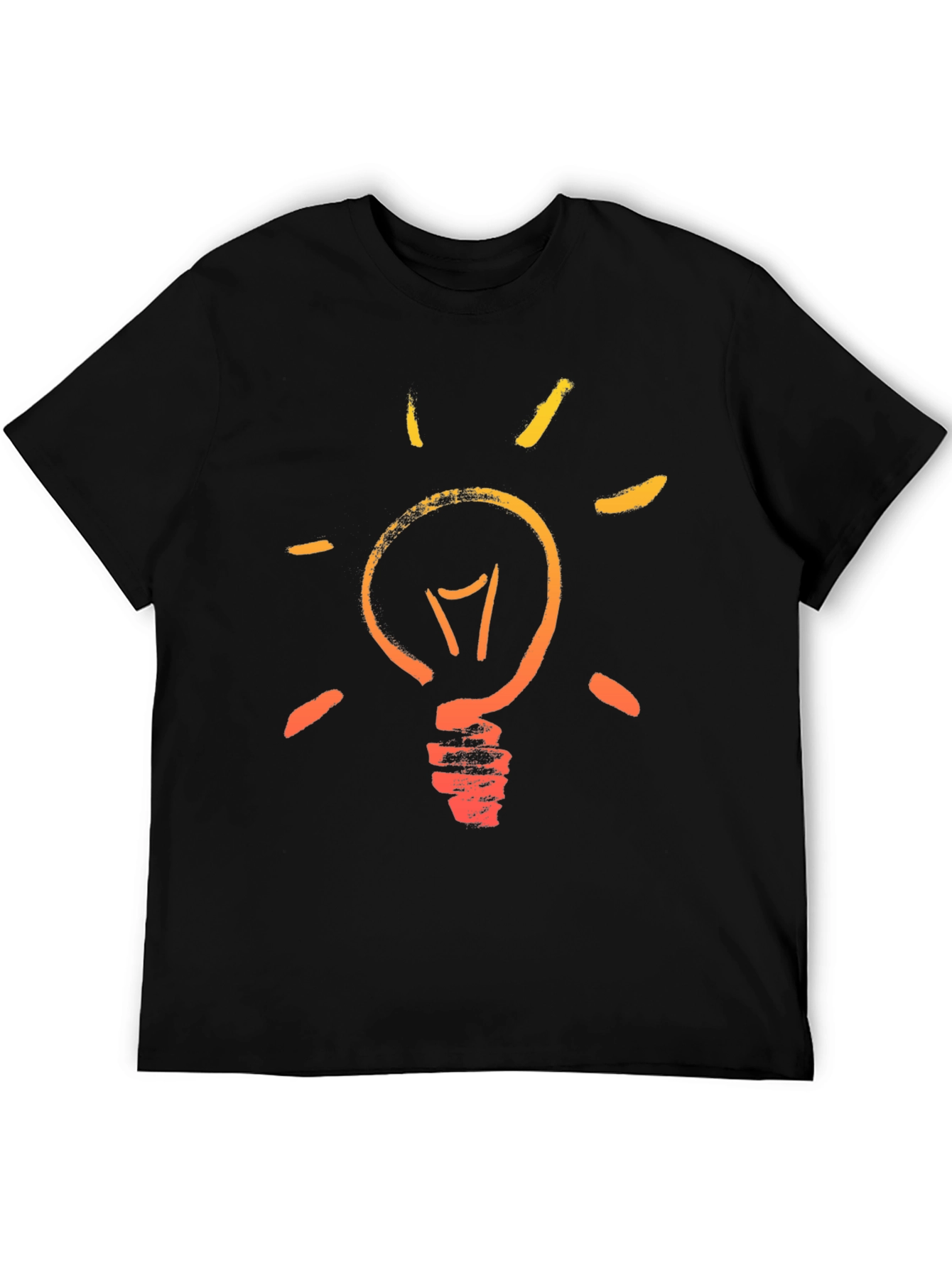 Idea Lightbulb Graphic Tee - Black Cotton T-Shirt