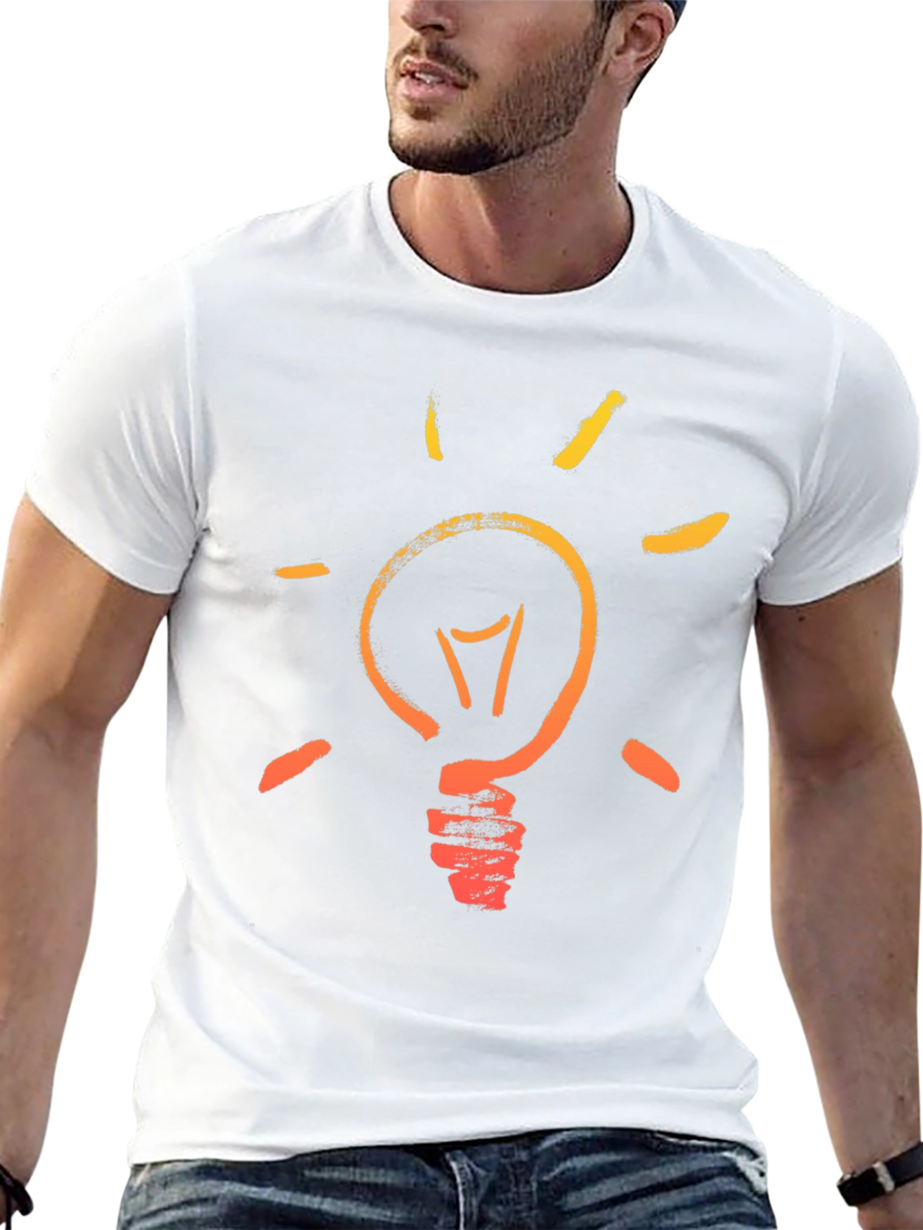 Idea Lightbulb Graphic Tee - Black Cotton T-Shirt