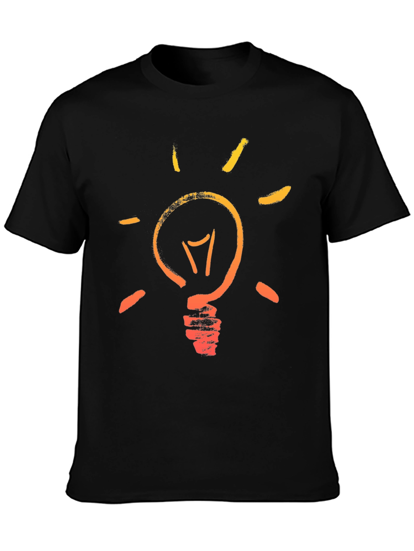 Idea Lightbulb Graphic Tee - Black Cotton T-Shirt