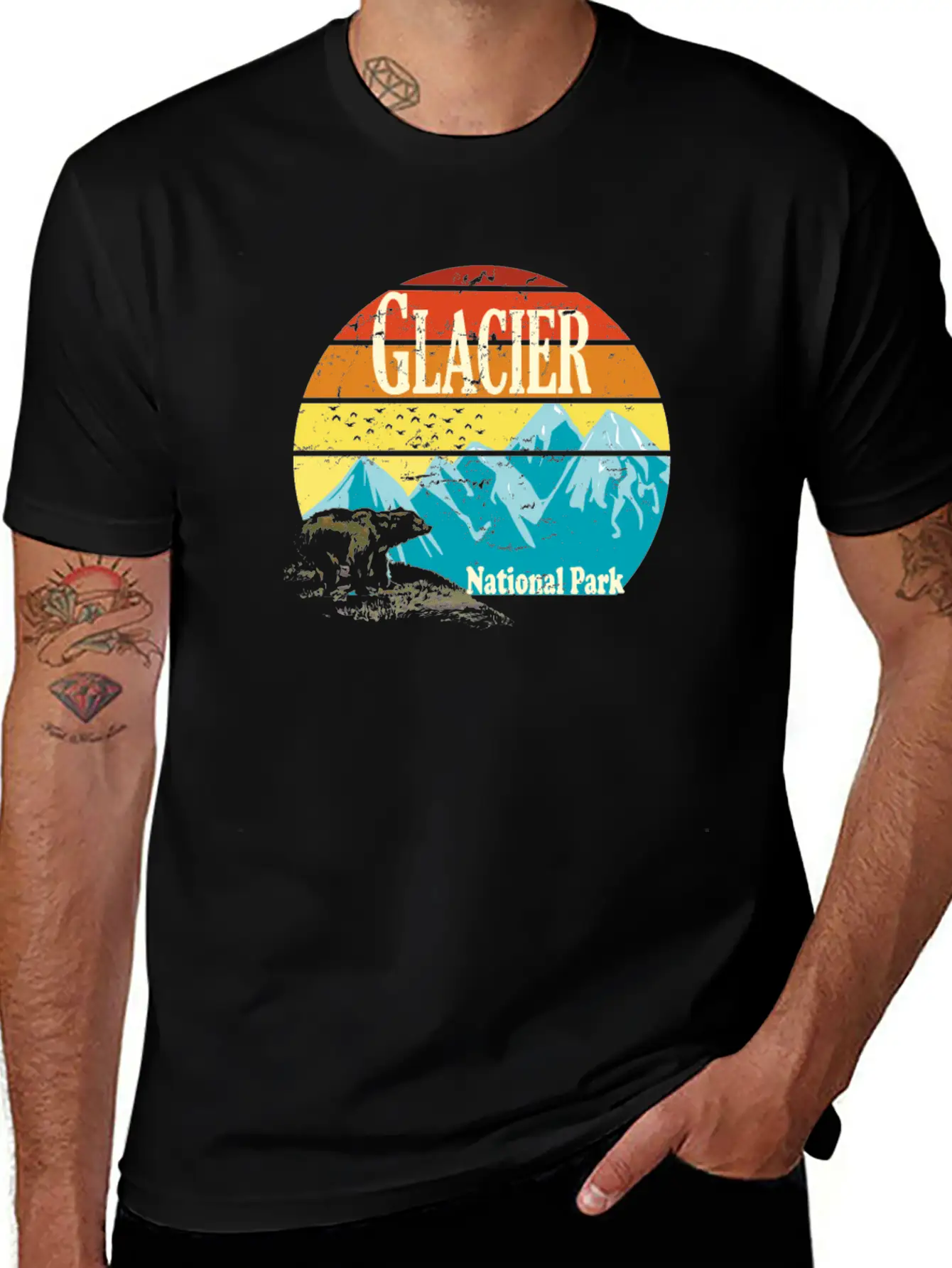 Glacier National Park Montana Mountains Landscape Basic Graphic T-Shirt – Daily Comfort In Soft Cotton