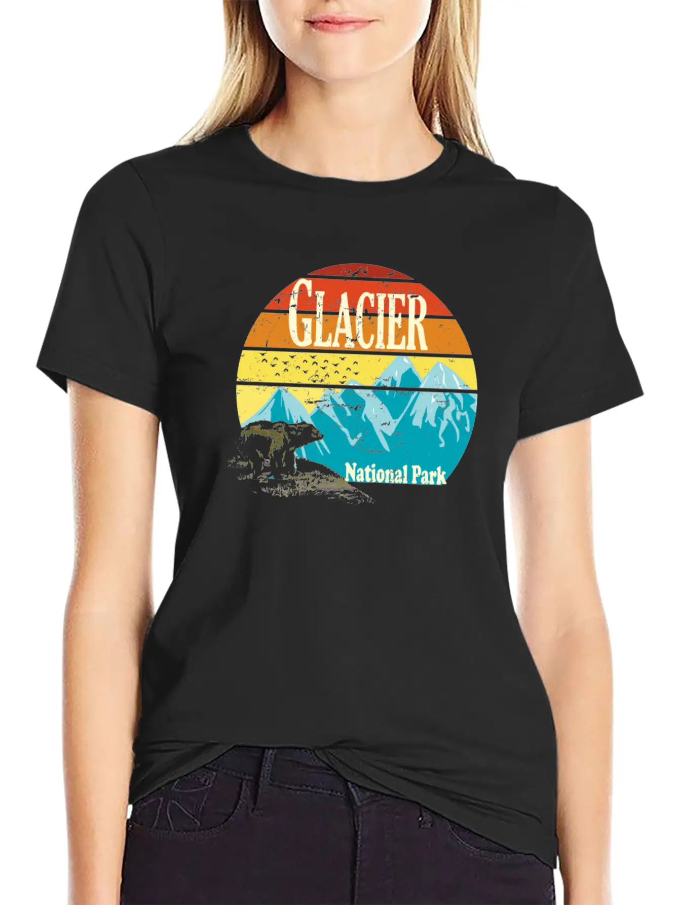 Glacier National Park Montana Mountains Landscape Basic Graphic T-Shirt – Daily Comfort In Soft Cotton