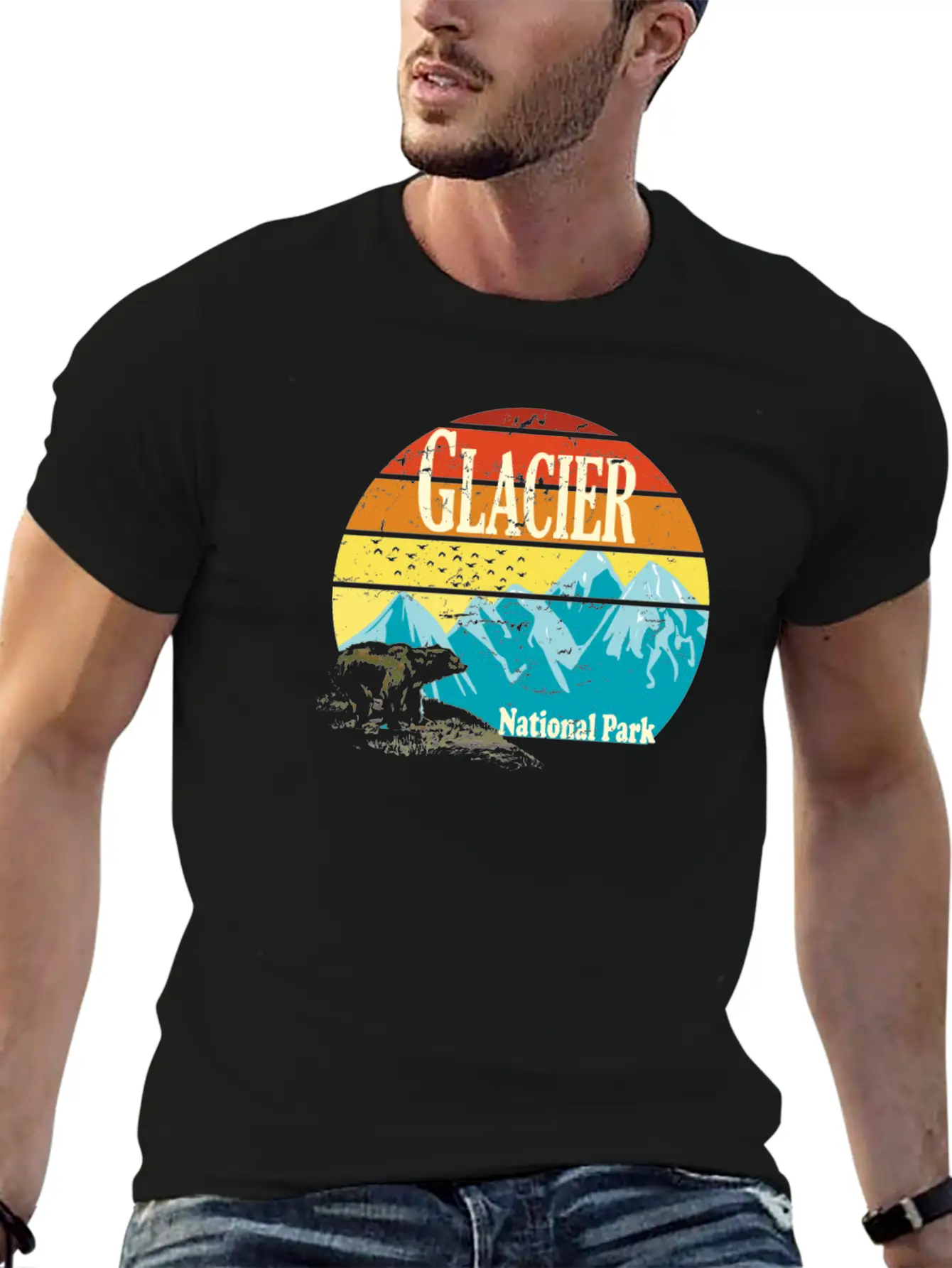 Glacier National Park Montana Mountains Landscape Basic Graphic T-Shirt – Daily Comfort In Soft Cotton
