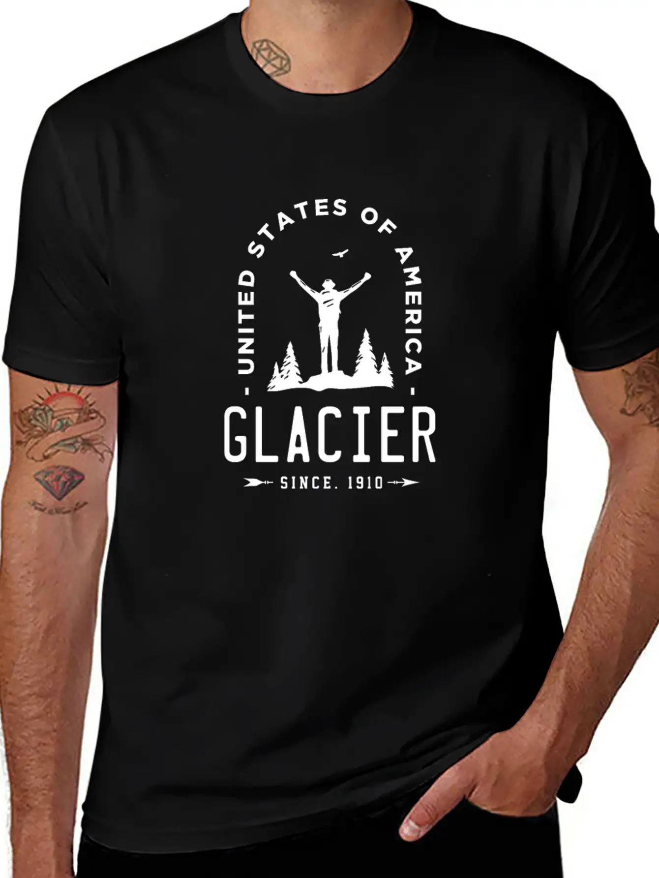 Glacier National Park Montana Unisex Short Sleeve Soft Cotton T-Shirt – Casual Everyday Wear