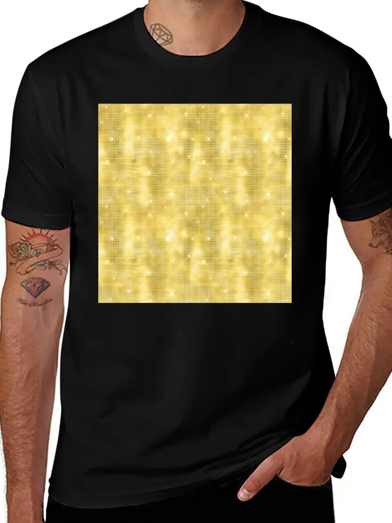 Glam Yellow Diamond Shimmer Glitter Comfortable Minimalist Graphic Tee – Summer Style Essential