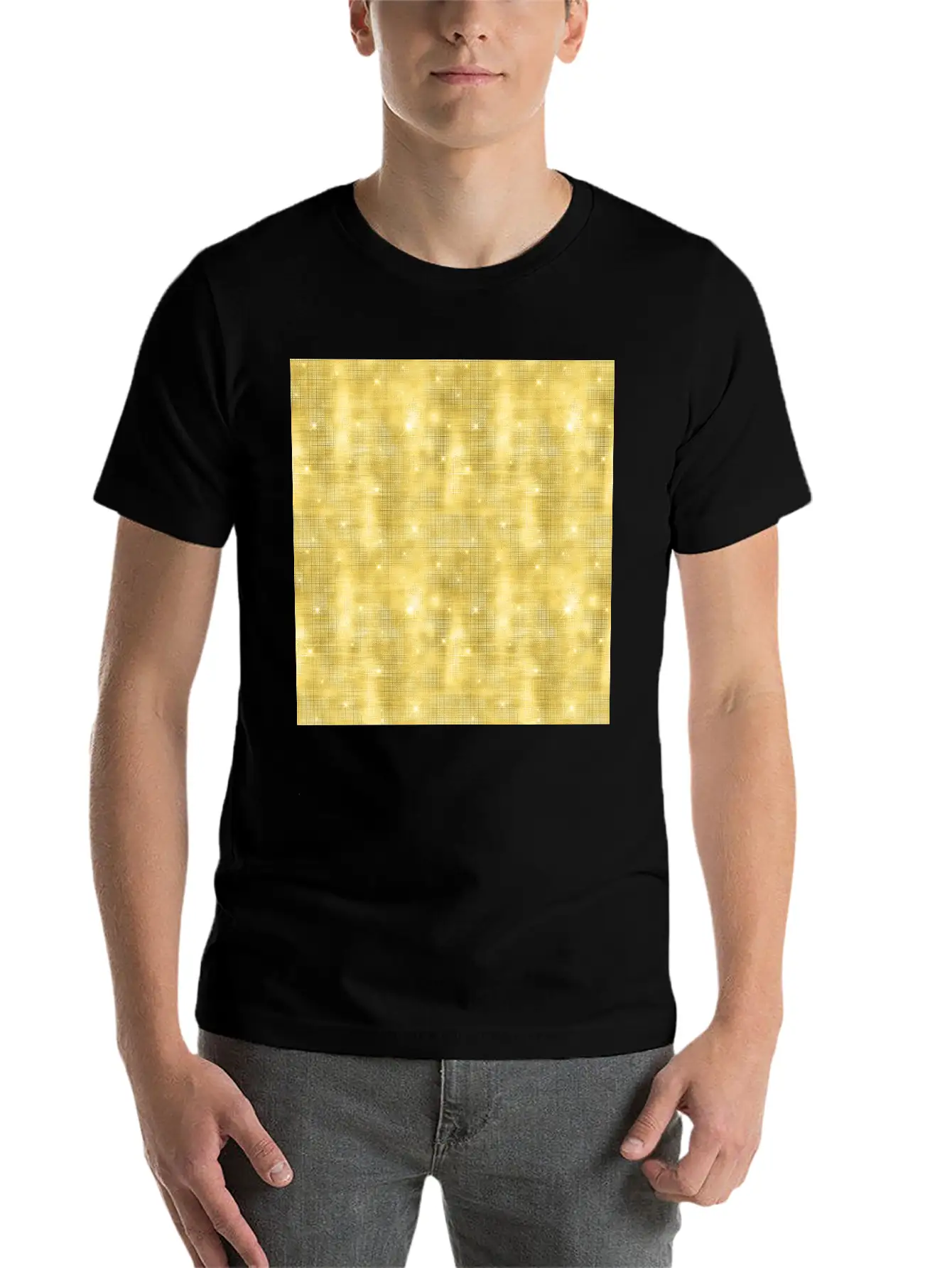 Glam Yellow Diamond Shimmer Glitter Comfortable Minimalist Graphic Tee – Summer Style Essential