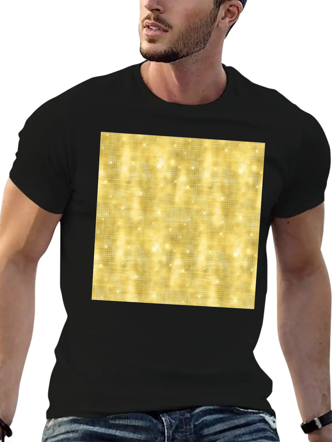 Glam Yellow Diamond Shimmer Glitter Comfortable Minimalist Graphic Tee – Summer Style Essential