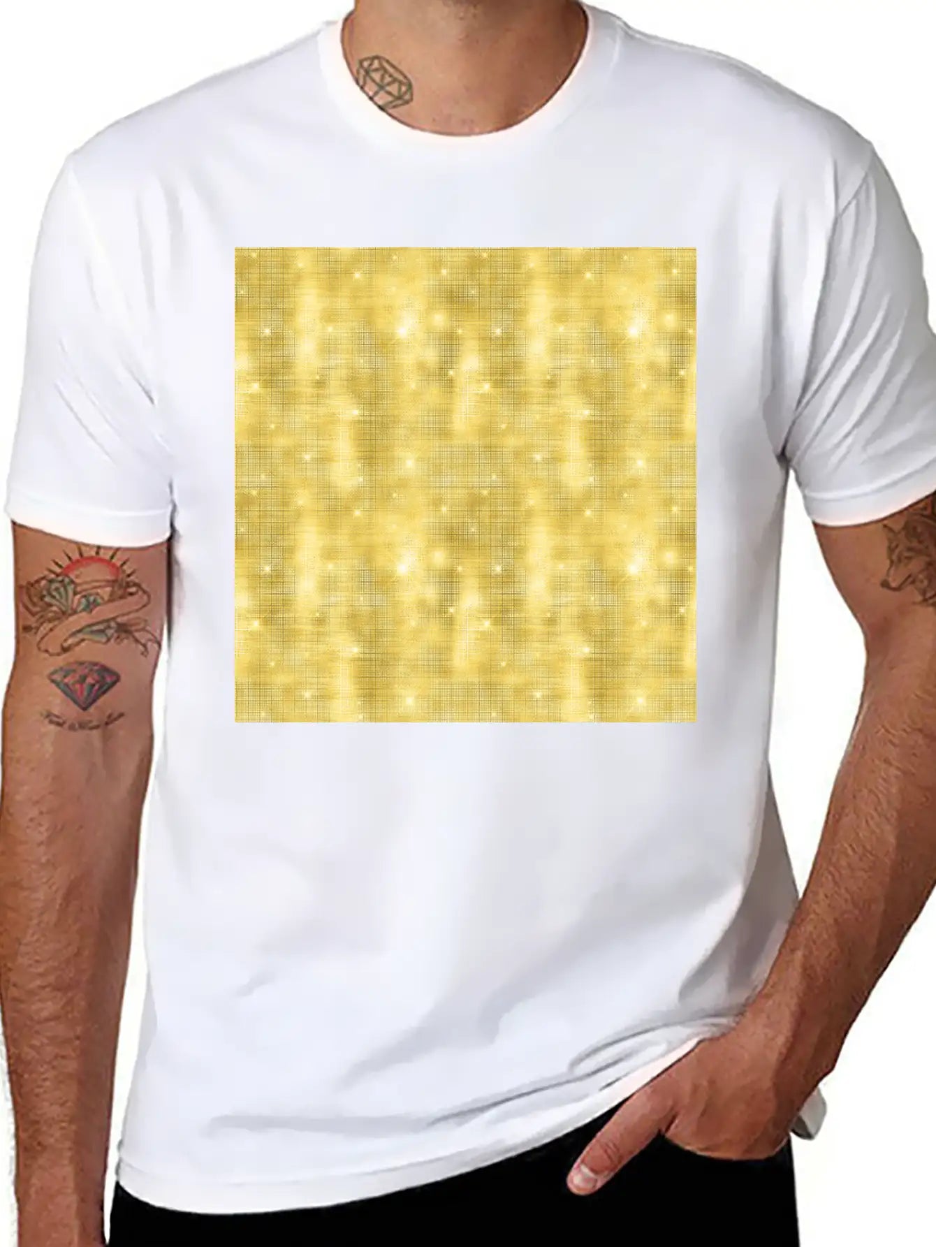 Glam Yellow Diamond Shimmer Glitter Comfortable Minimalist Graphic Tee – Summer Style Essential