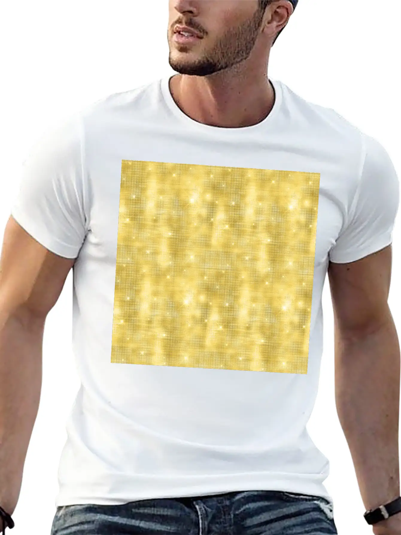 Glam Yellow Diamond Shimmer Glitter Comfortable Minimalist Graphic Tee – Summer Style Essential