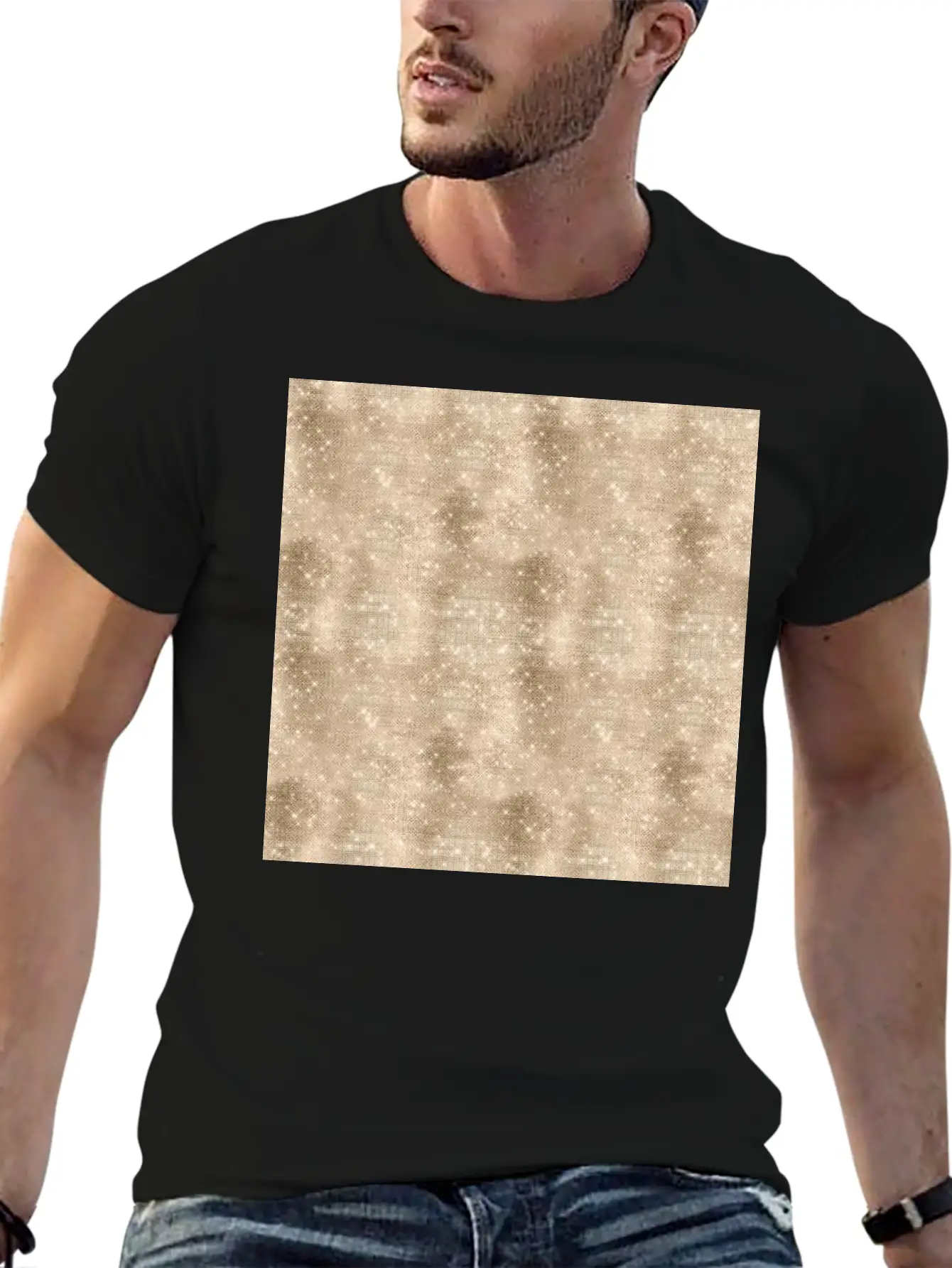 Glamorous Bling Soft Gold Luxury Pattern Basic Graphic T-Shirt – Daily Comfort In Soft Cotton