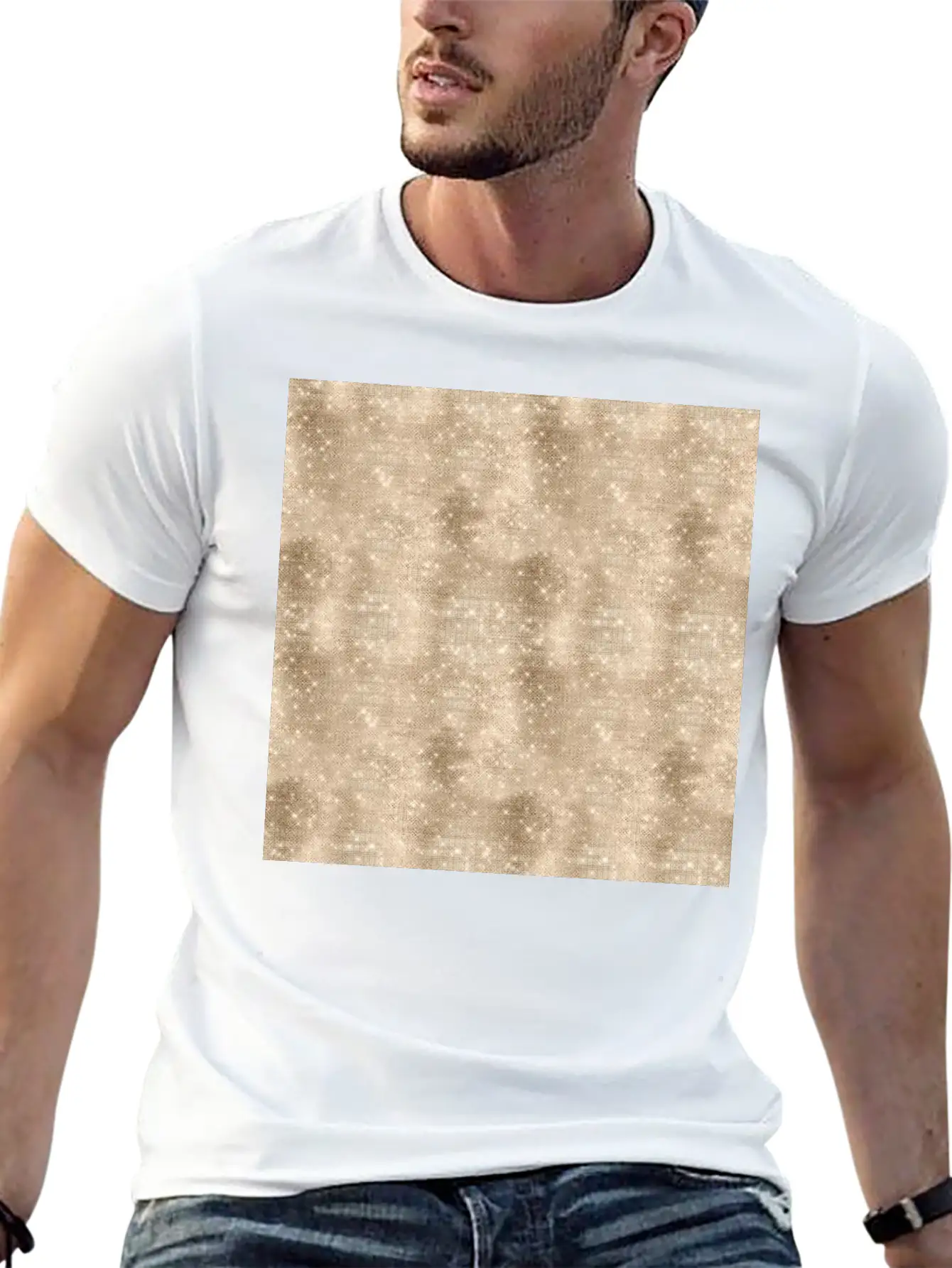 Glamorous Bling Soft Gold Luxury Pattern Basic Graphic T-Shirt – Daily Comfort In Soft Cotton