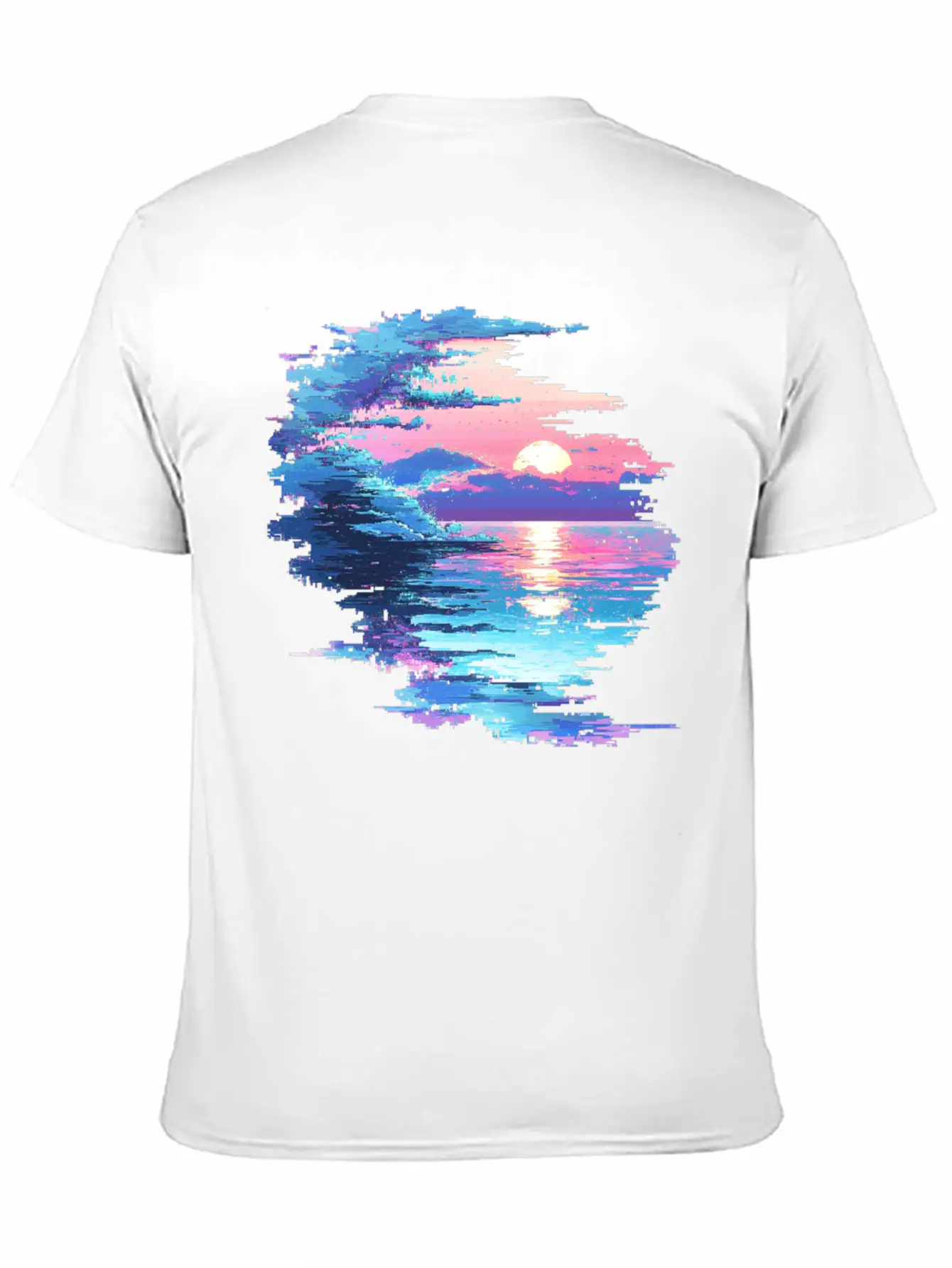 Glitched Ocean Unisex Short Sleeve Soft Cotton T-Shirt – Casual Everyday Wear