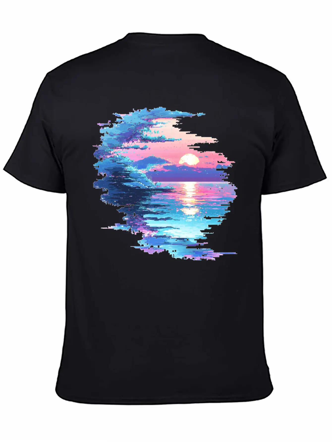 Glitched Ocean Unisex Short Sleeve Soft Cotton T-Shirt – Casual Everyday Wear