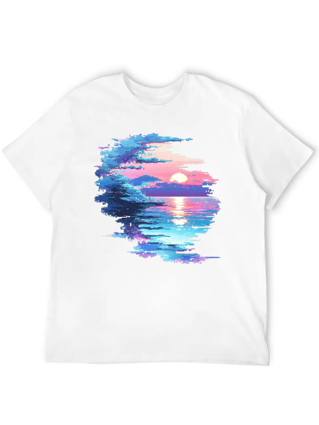 Glitched Ocean Unisex Short Sleeve Soft Cotton T-Shirt – Casual Everyday Wear